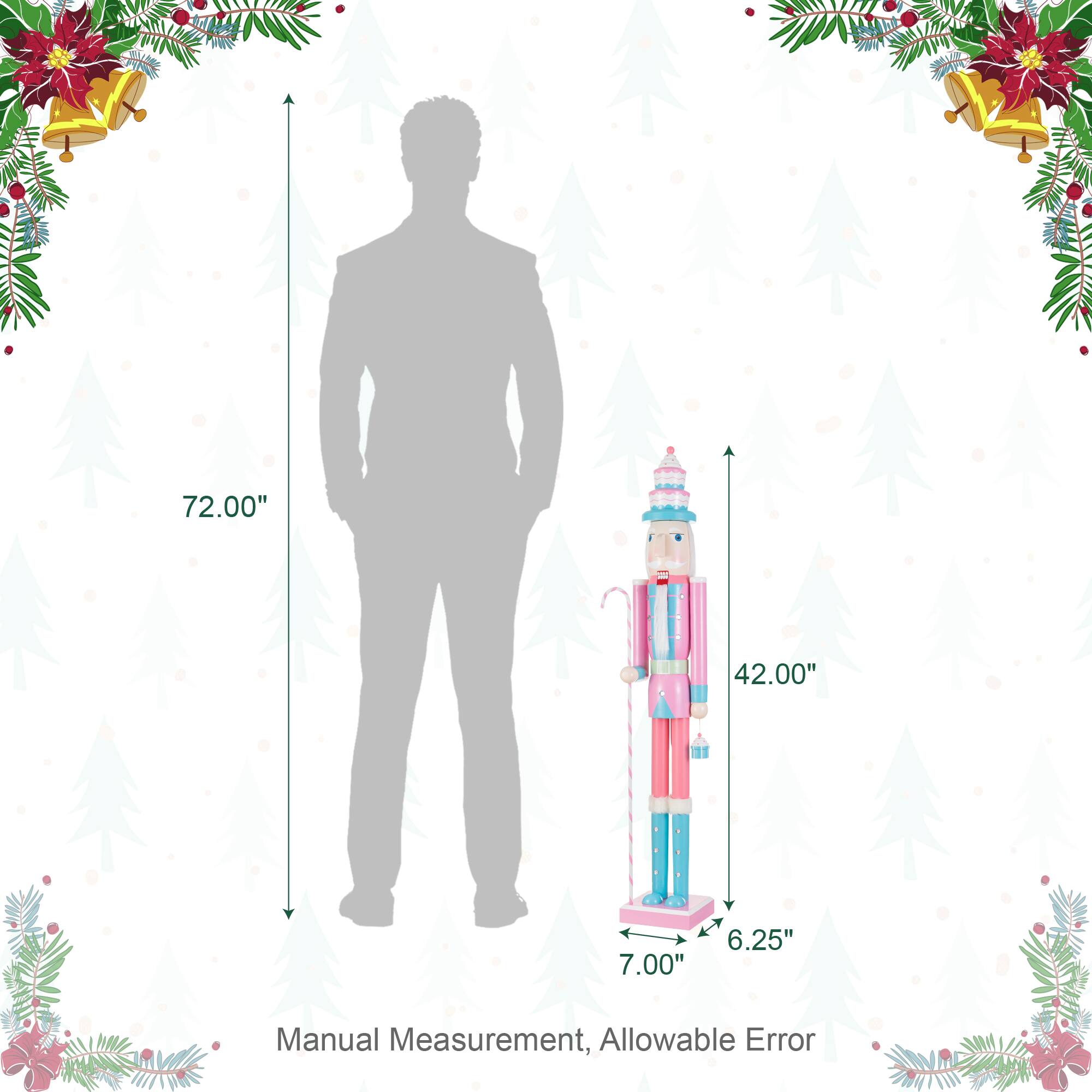Glitzhome® 42" Wooden Christmas Pink Cupcake Nutcracker