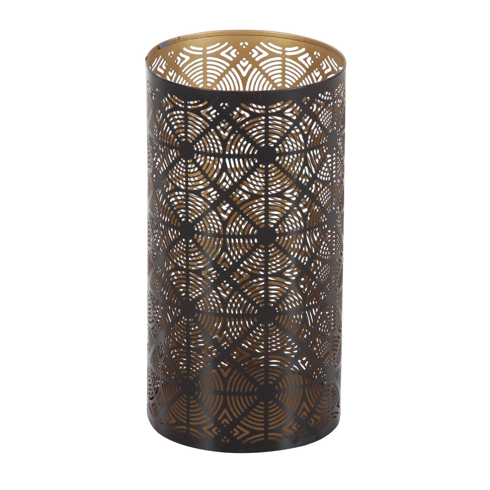 Set of 3" Brown Metal Eclectic Lantern, 12", 10", 6"
