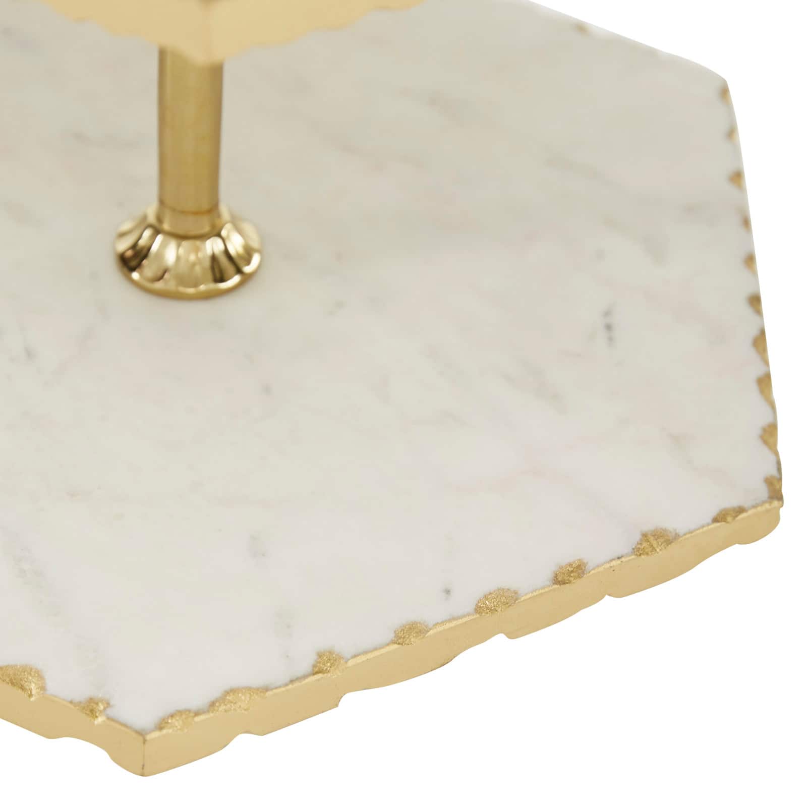 Gold Stoneware & Aluminum 3 Tier Tray Stand