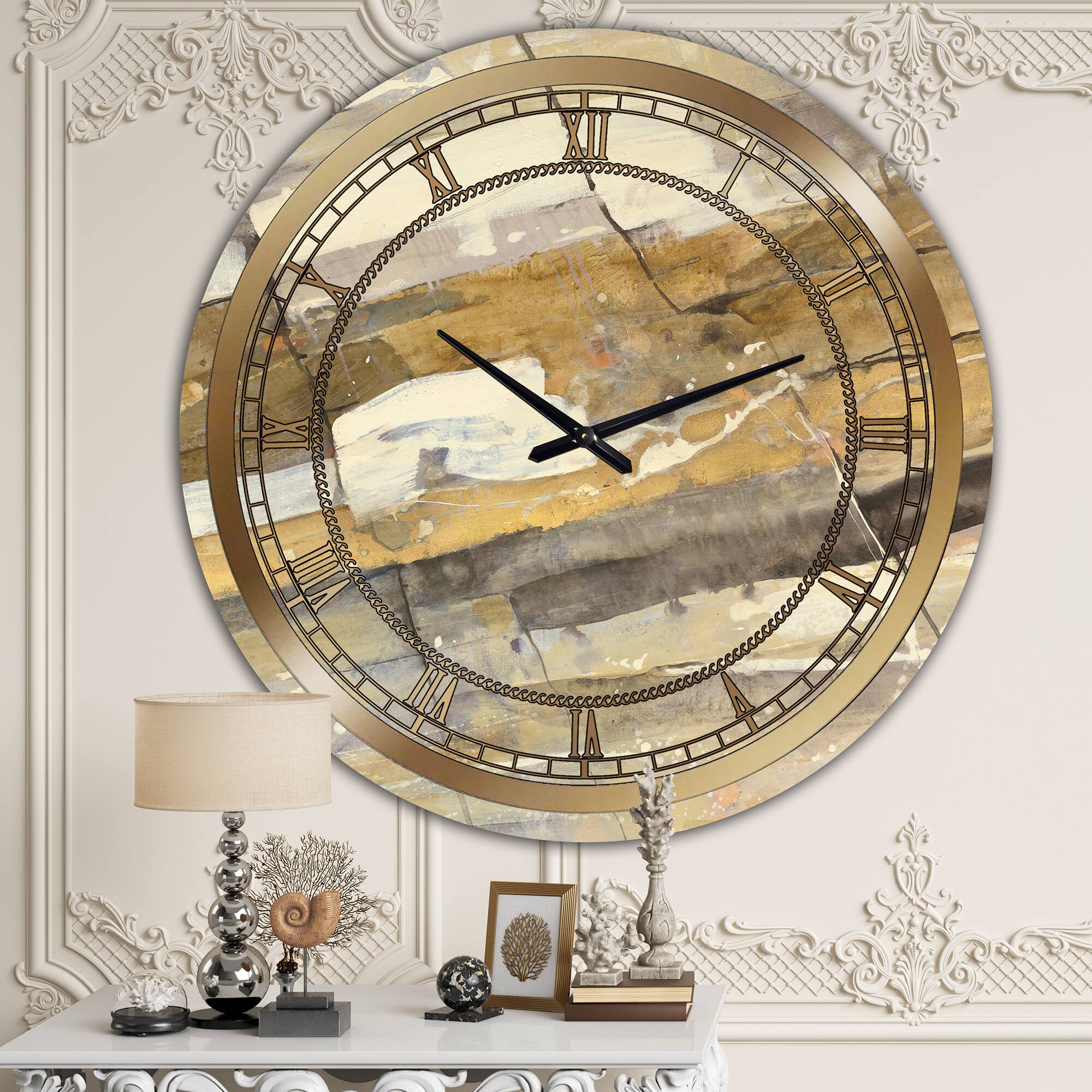 Designart 'Fire And Ice Minerals V Glam Wall Clock