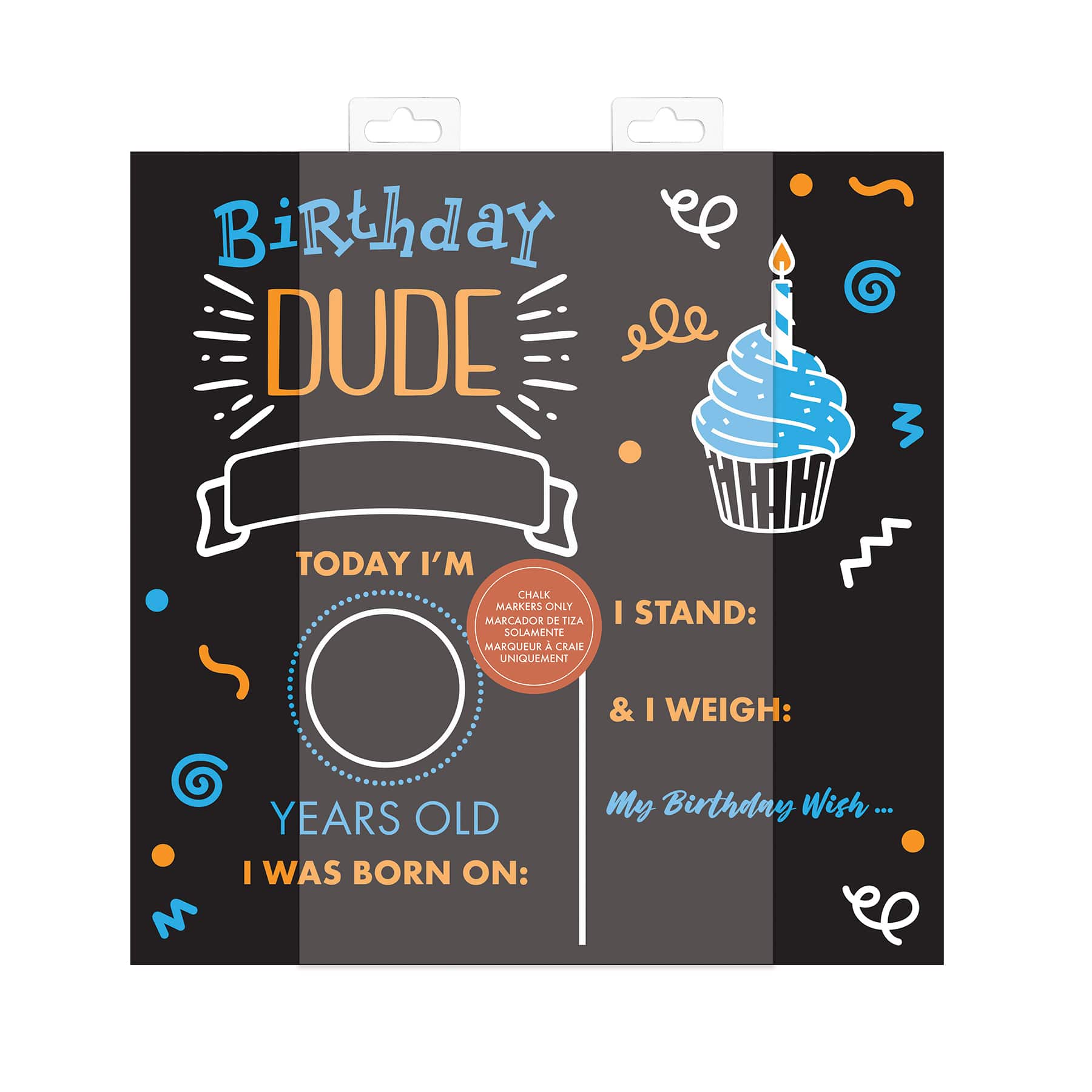 RoomMates 12" Double-Sided Birthday Dude Chalkboard