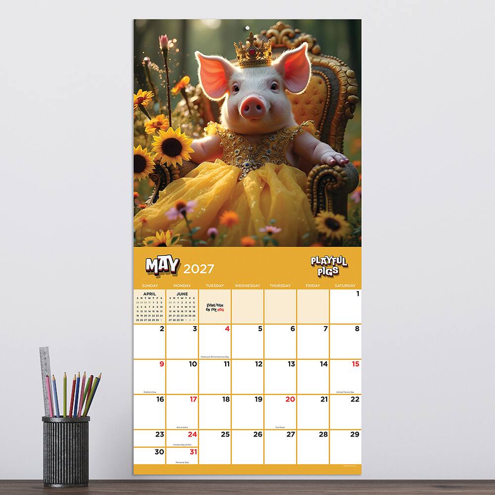 2027 Playful Pigs Wall Calendar