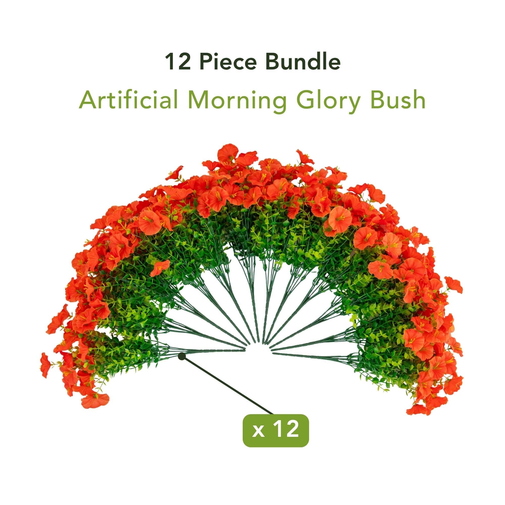 14" UV Resistant Artificial Morning Glory Bushes, 12ct.