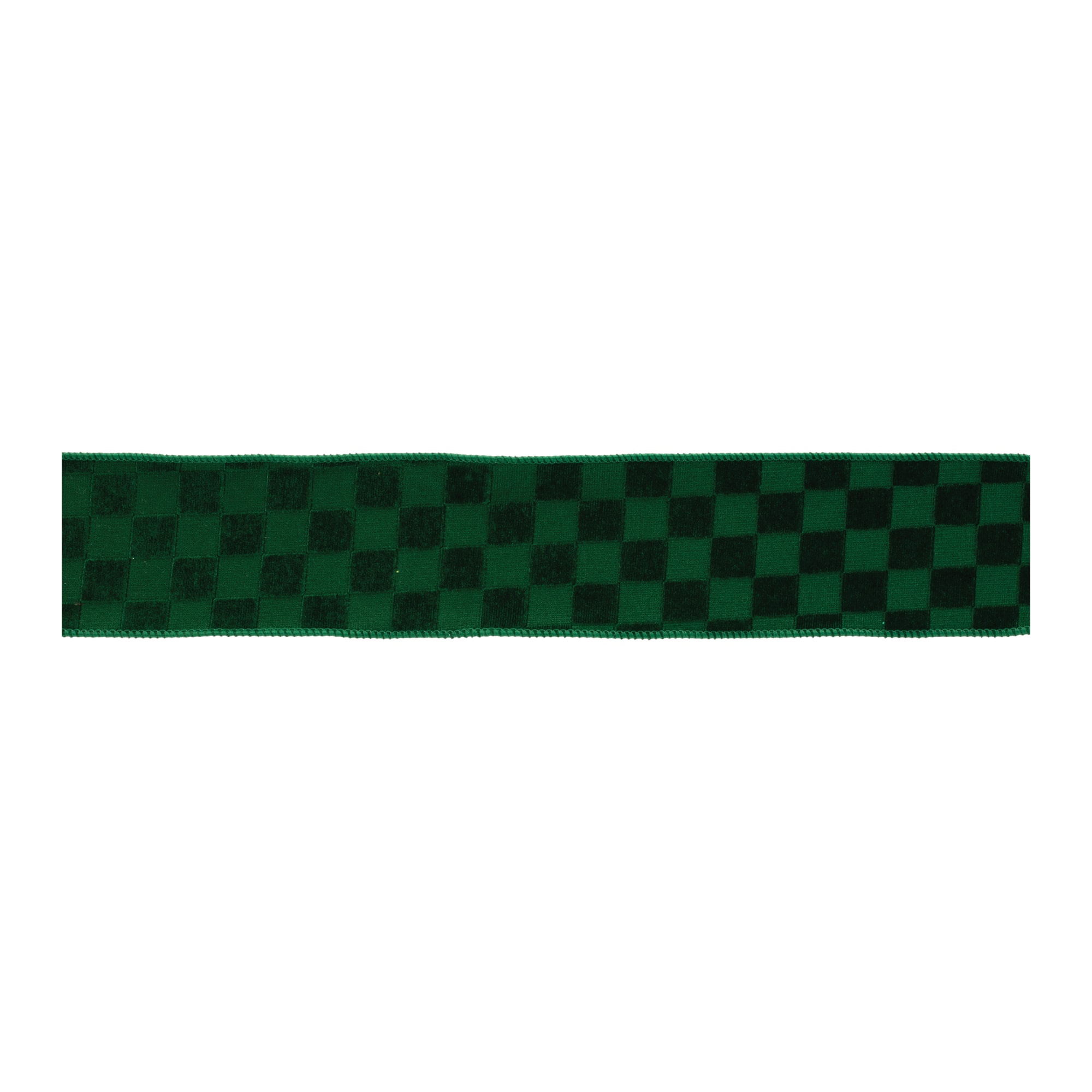 Emerald Green Checkered Texture Wired Ribbon Set