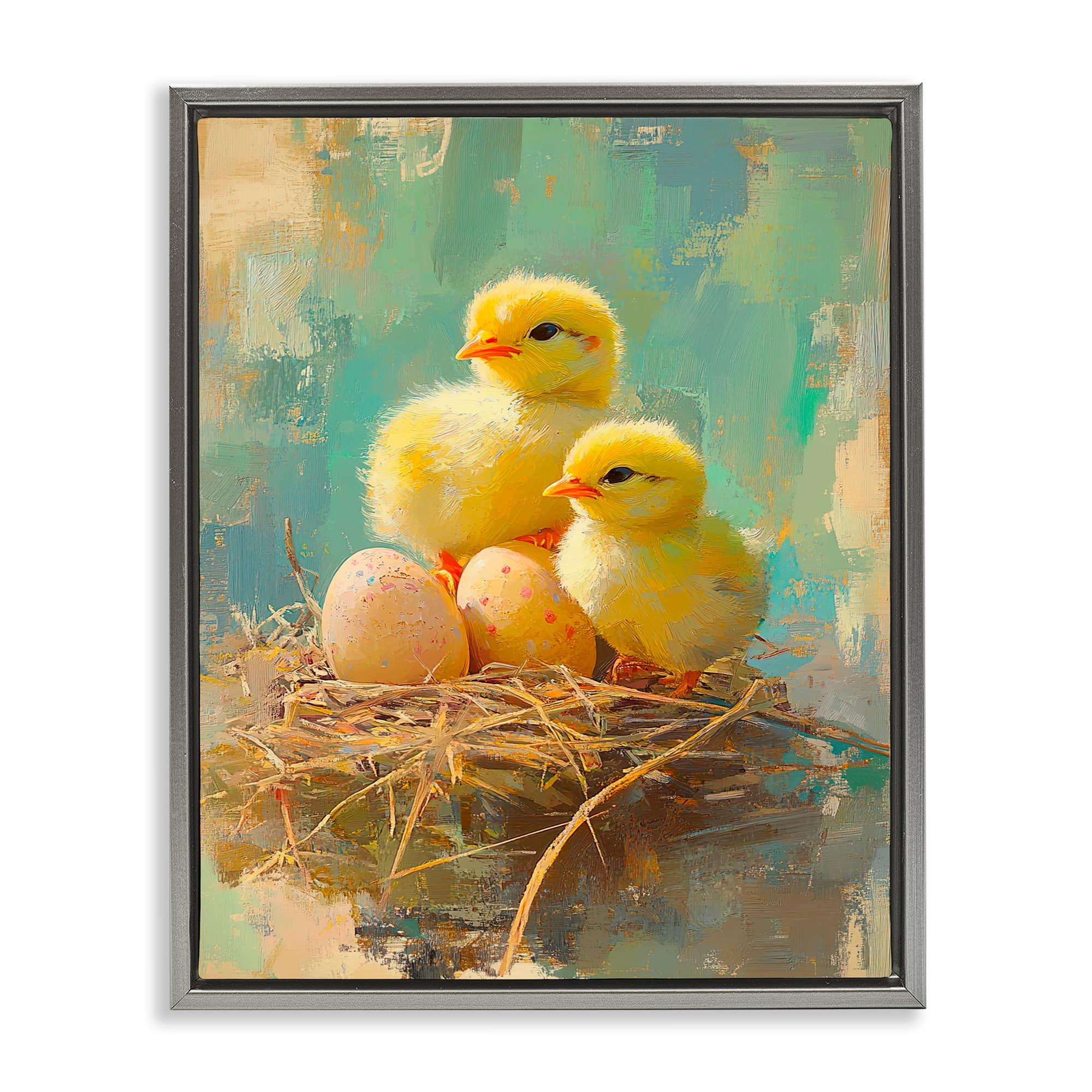 Stupell Industries Easter Chicks & Eggs Floating Frame Wall Art