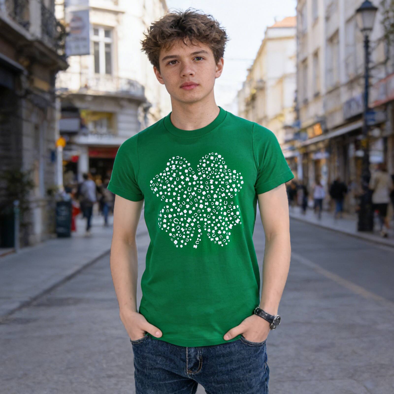 Clover Pattern Adult T-Shirt by Celebrate It