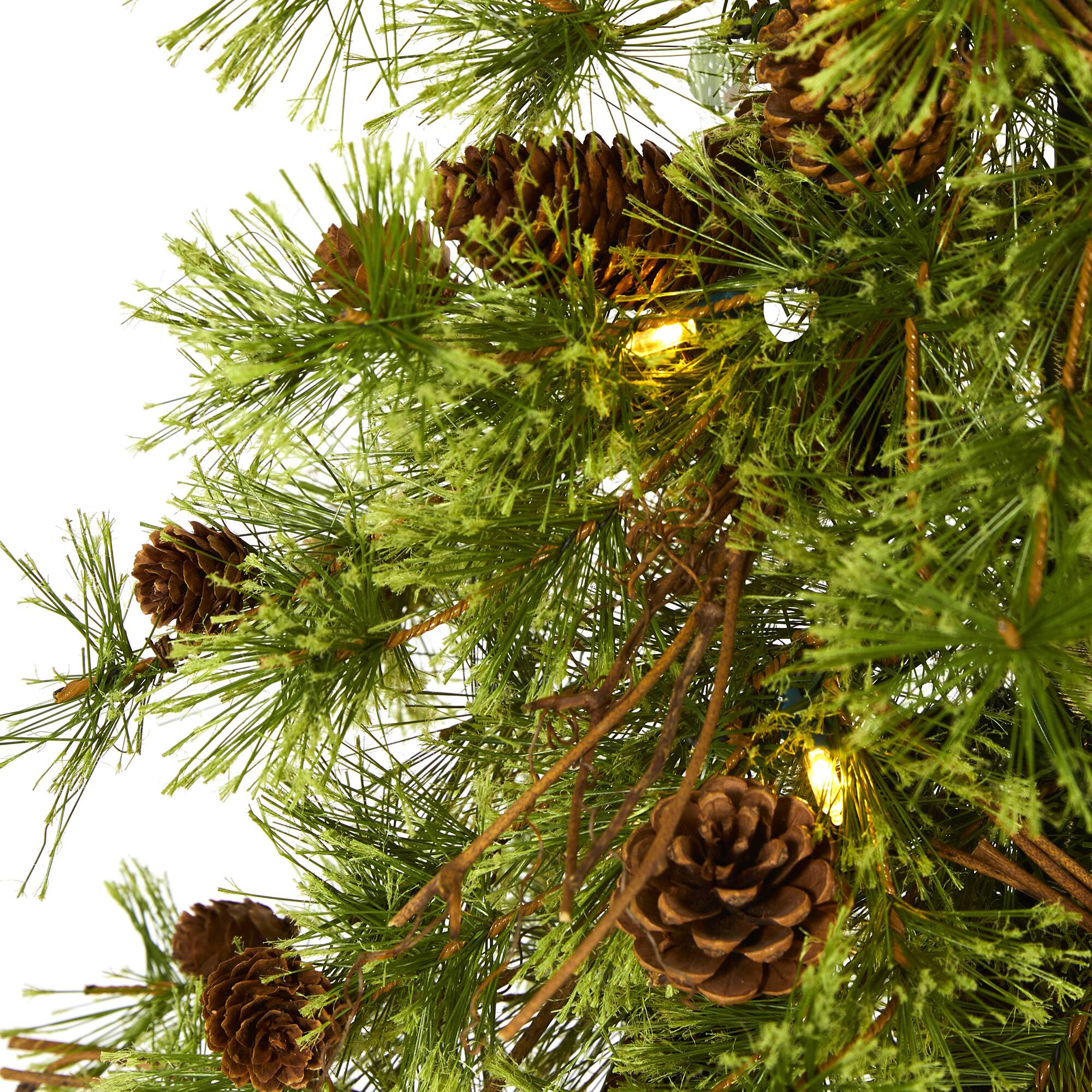4ft. Pre-Lit Wyoming Alpine & Pinecone Artificial Christmas Tree, Clear LED Lights