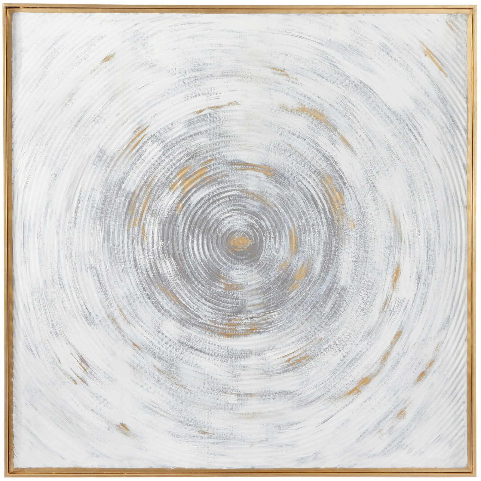 White Metal Spiral Starburst Framed Wall Art with Gold Frame 40" x 1" x 40"