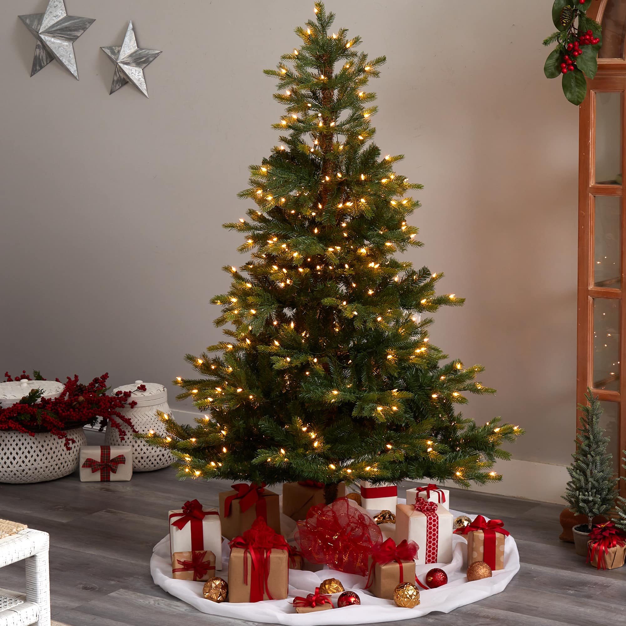 6ft. Pre-Lit North Carolina Spruce Artificial Christmas Tree, Clear LED Lights