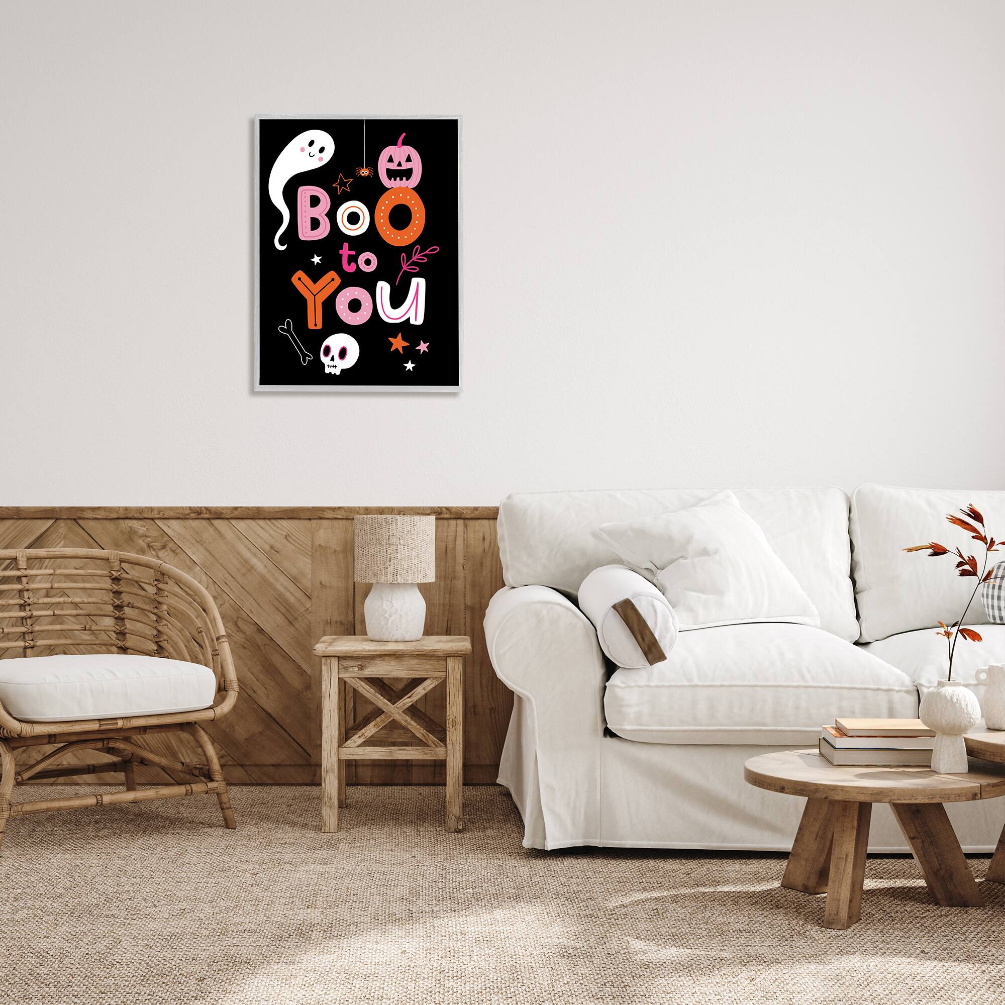 Stupell Industries Boo To You Smiling Halloween Elements Framed Giclee Art