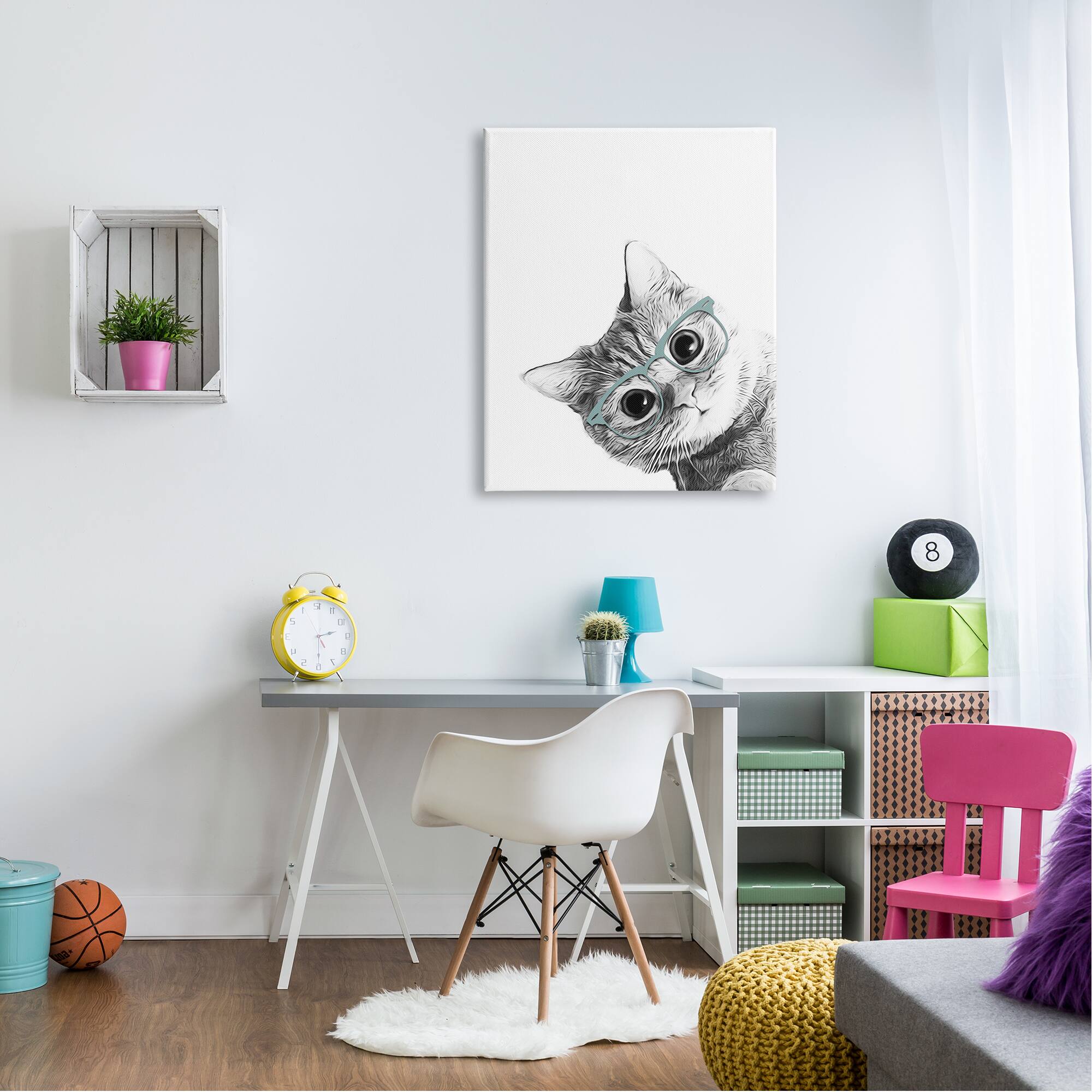 Stupell Industries Baby Kitten Peeking Glasses Portrait Canvas Wall Art