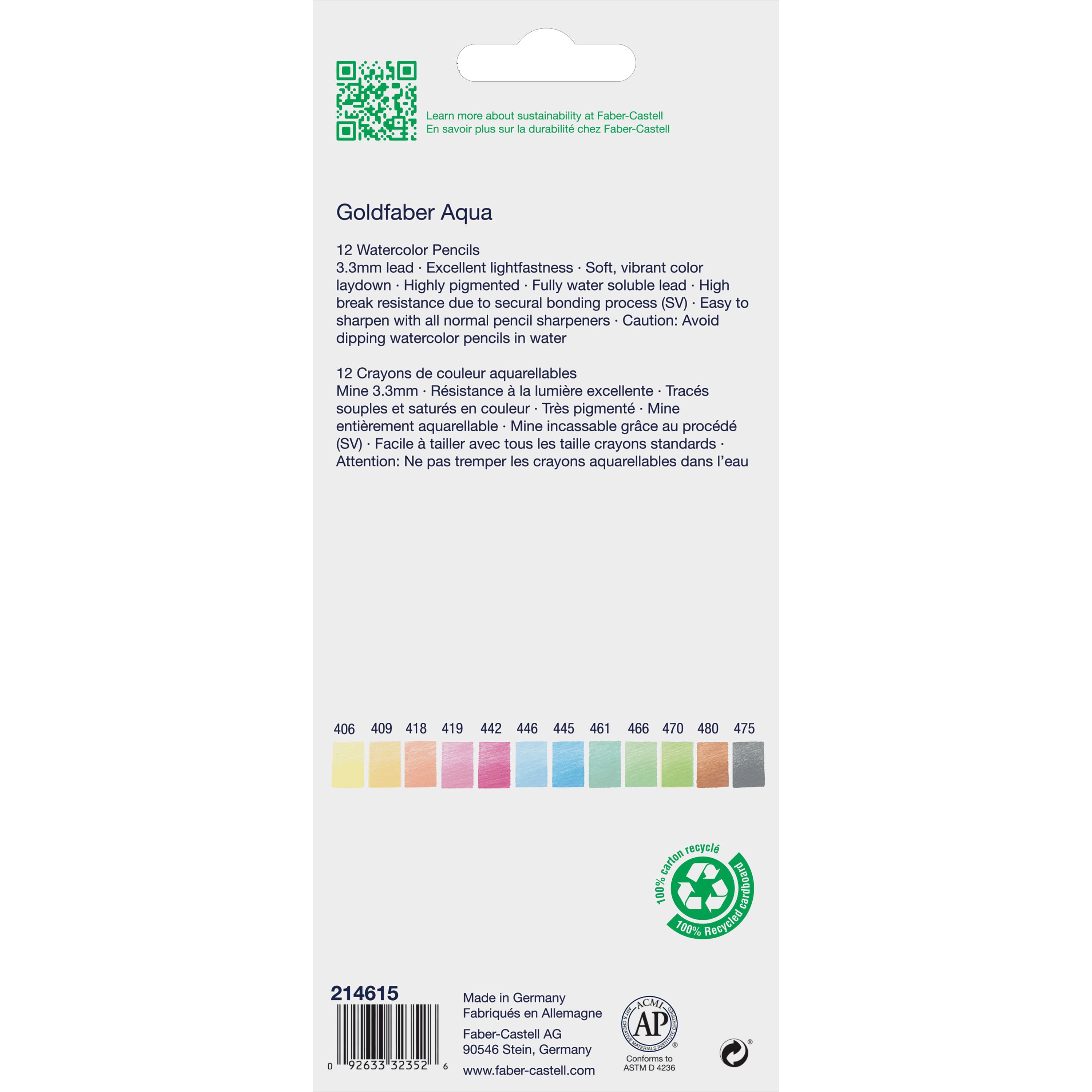 Boîte de 12 crayons aquarelle, couleurs pastel Goldfaber Aqua de Faber-Castell