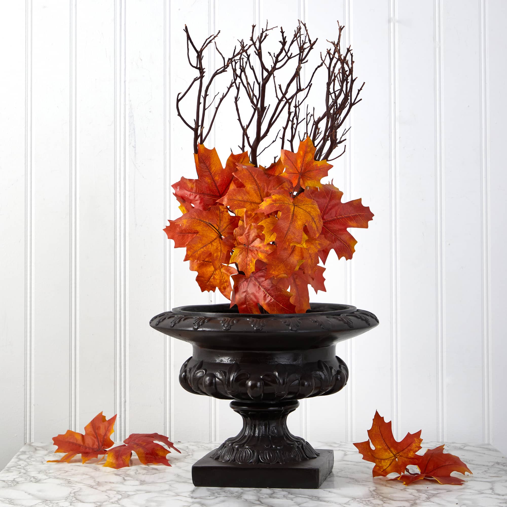 18" Orange Autumn Maple Leaf Bush, 2ct.