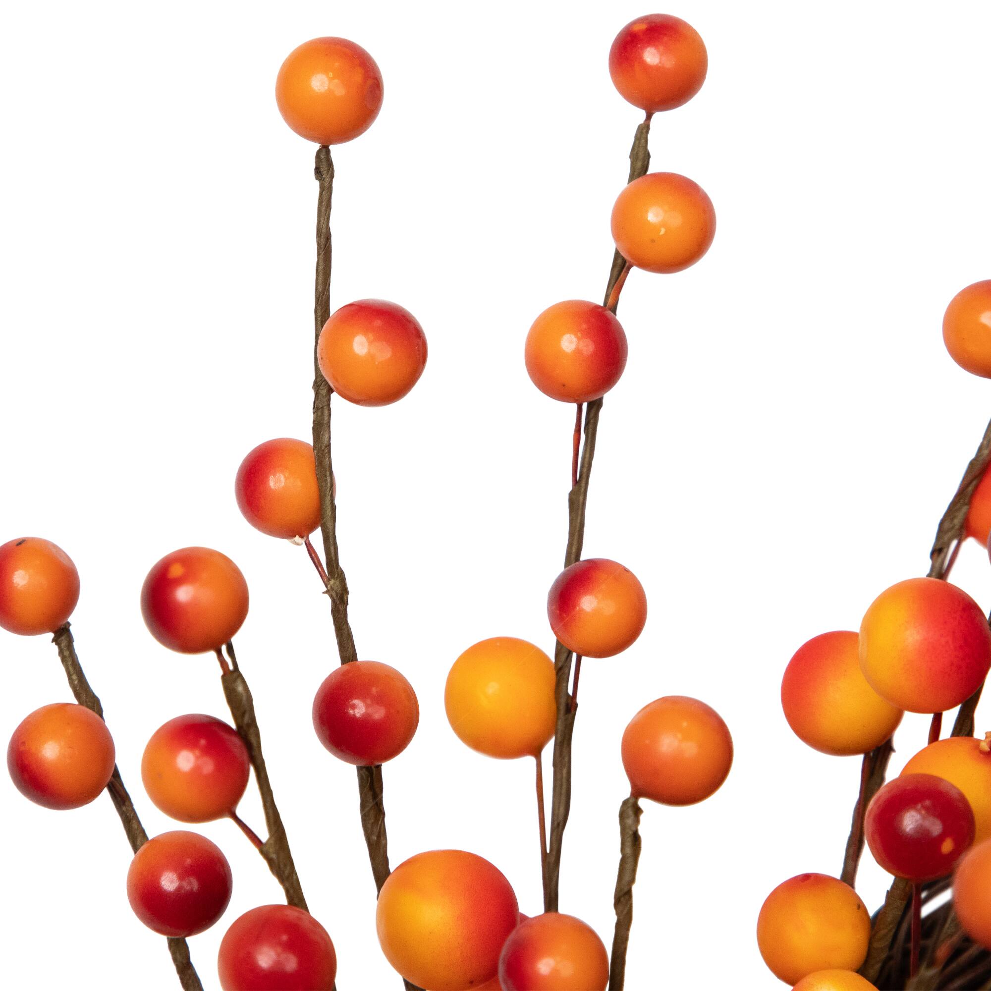 14" Orange & Red Berry Artificial Fall Harvest Twig Wreath