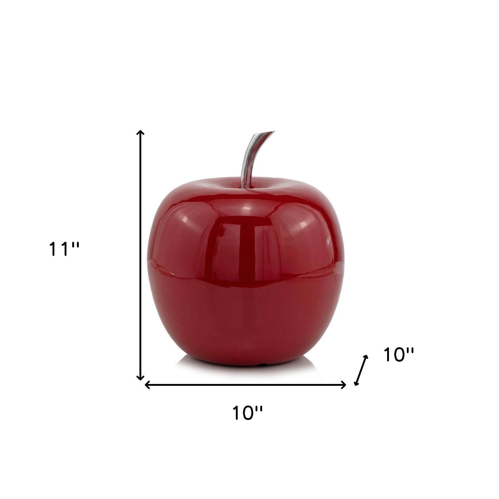 HomeRoots Red & Silver Aluminum Decorative Apple
