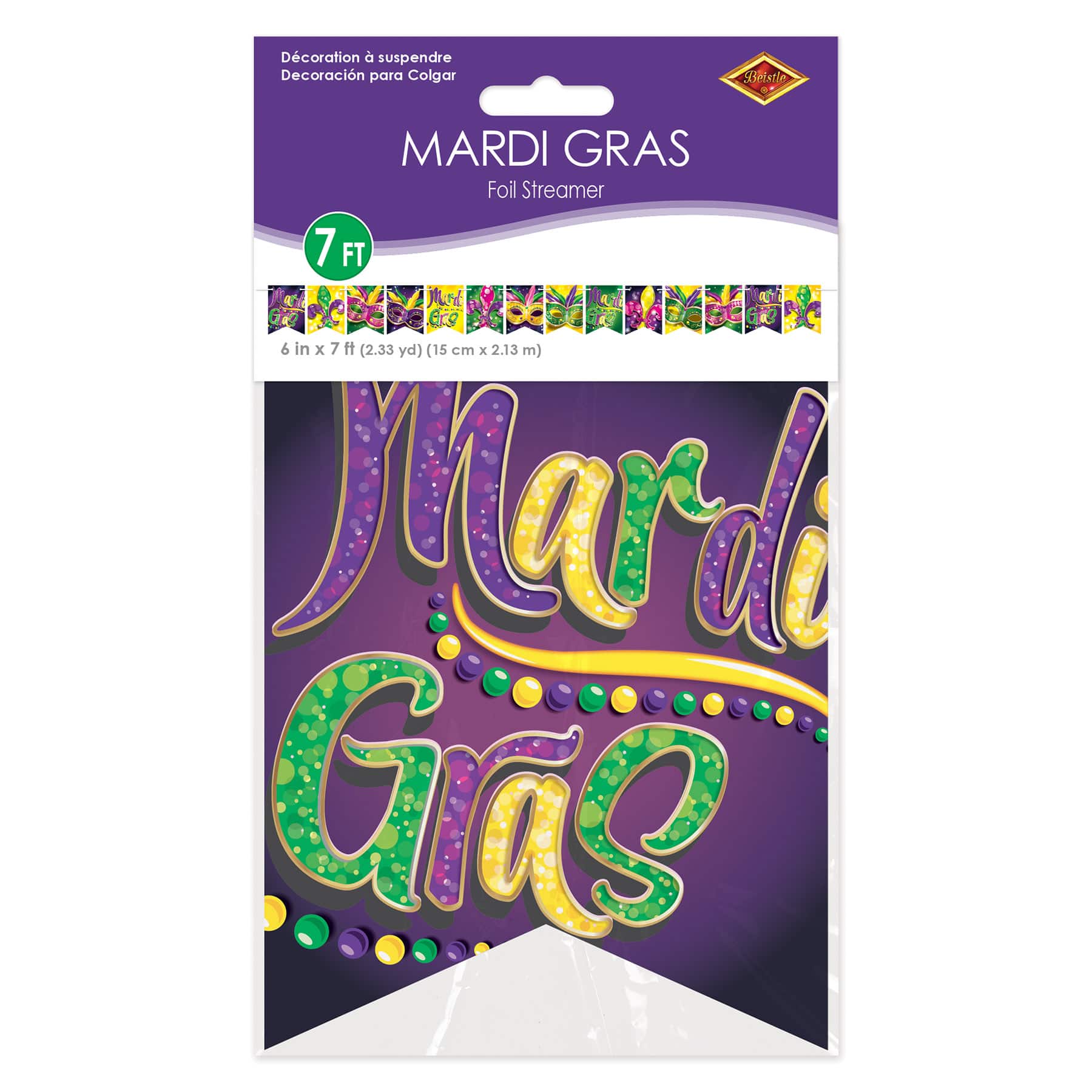 Beistle 7ft. Foil Mardi Gras Streamer
