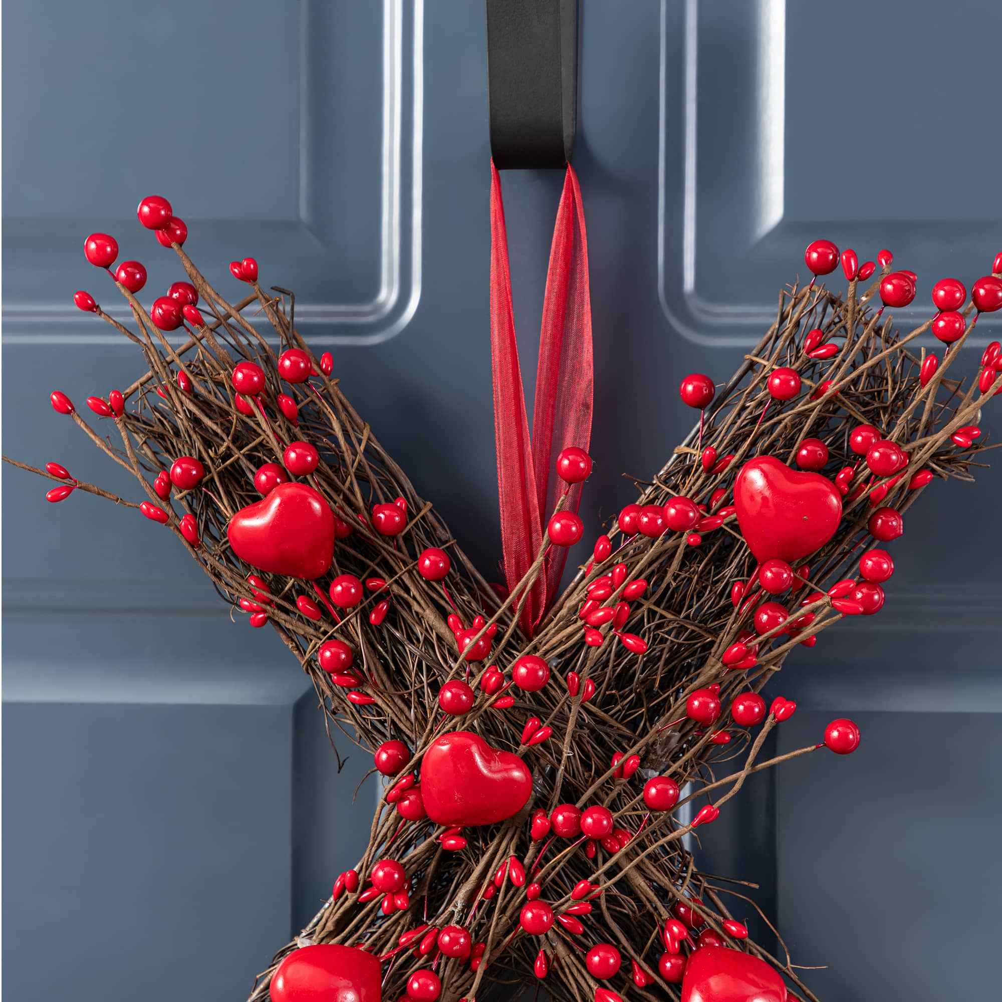 Glitzhome® 24" Red Valentine's XO Shaped Wreath