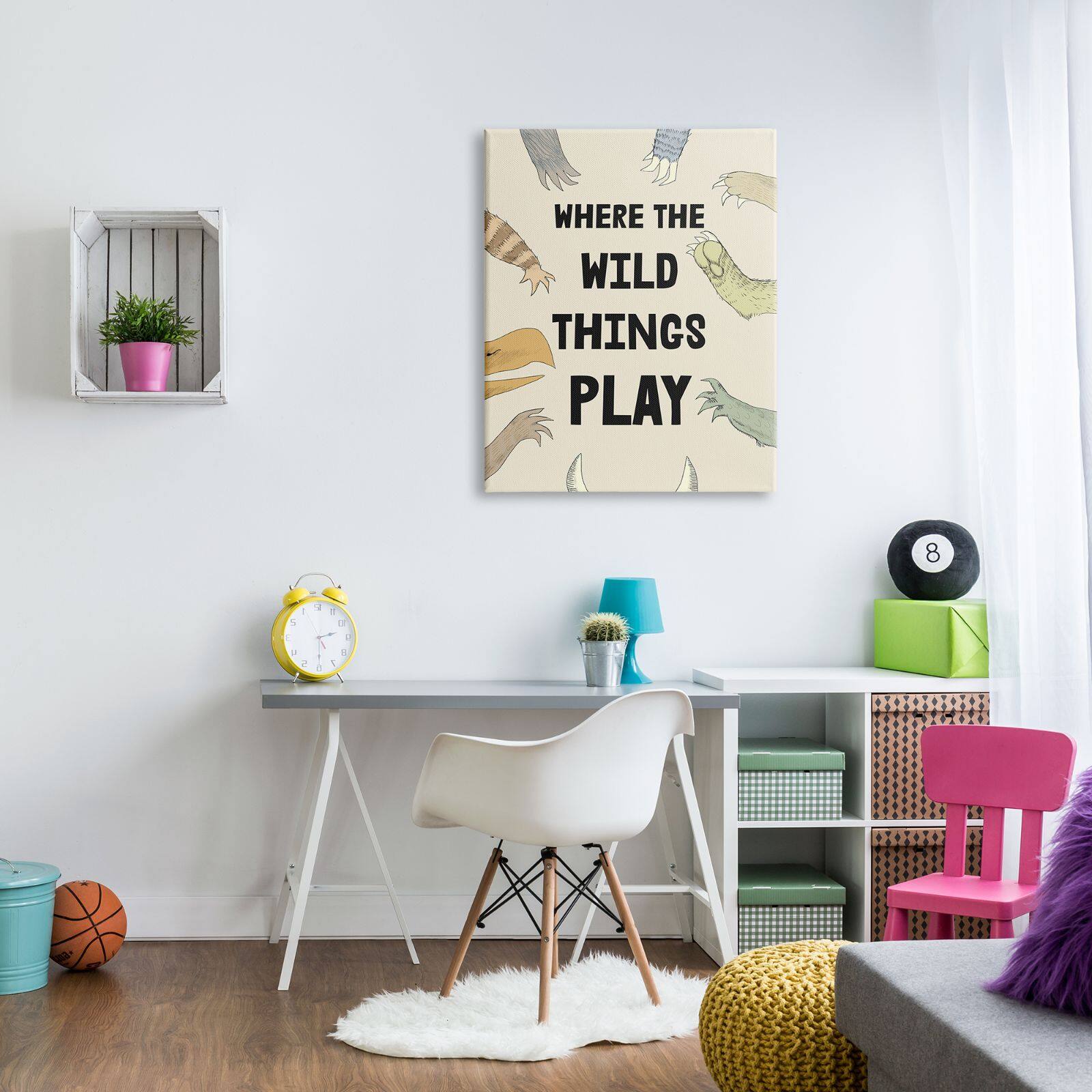 Stupell Industries Children's Wild Things Play Phrase Monster Hands Claws Canvas Wall Art