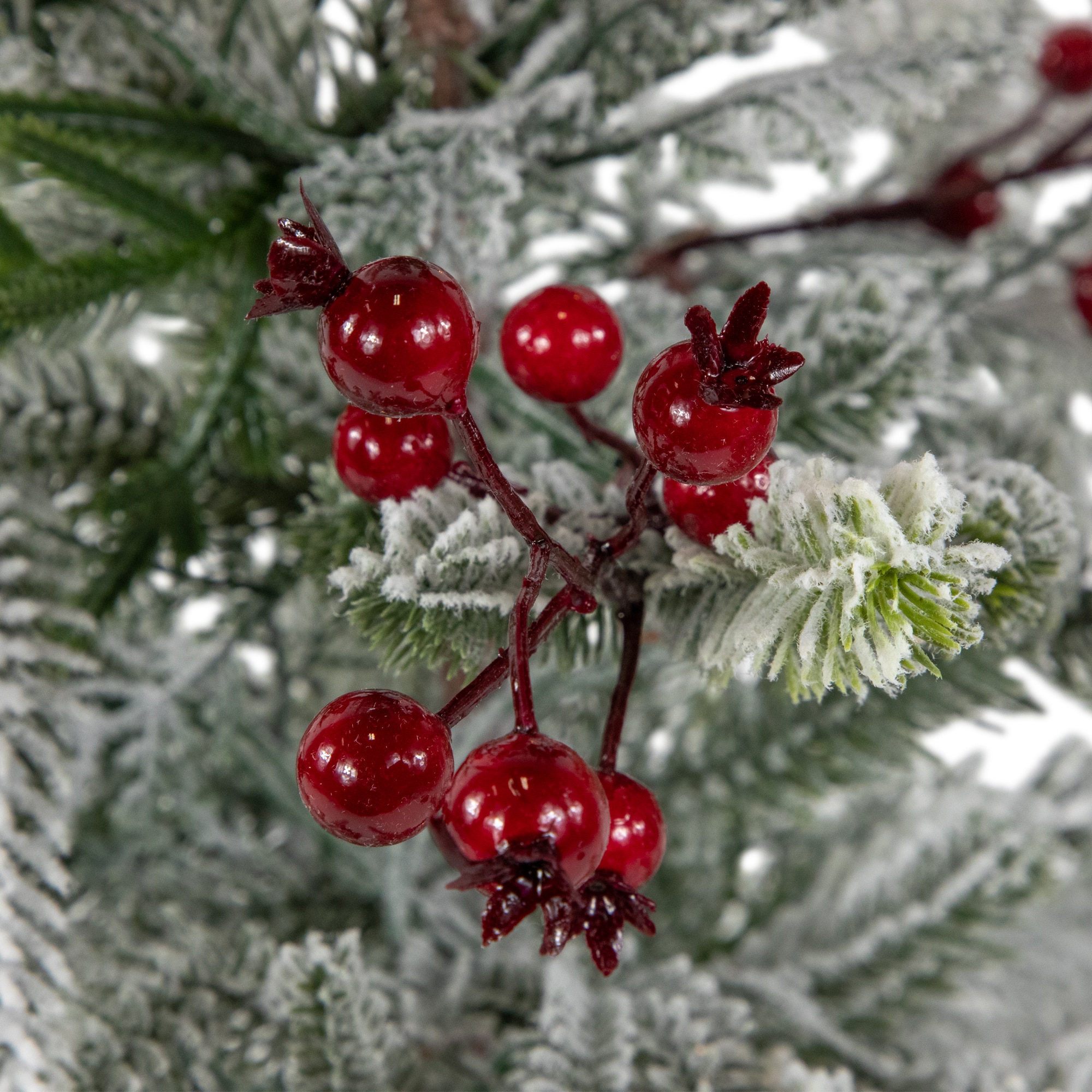 2ft. Pre-Lit Potted Frosted Mixed Pine with Cardinals Christmas Tree, Warm White LED Lights