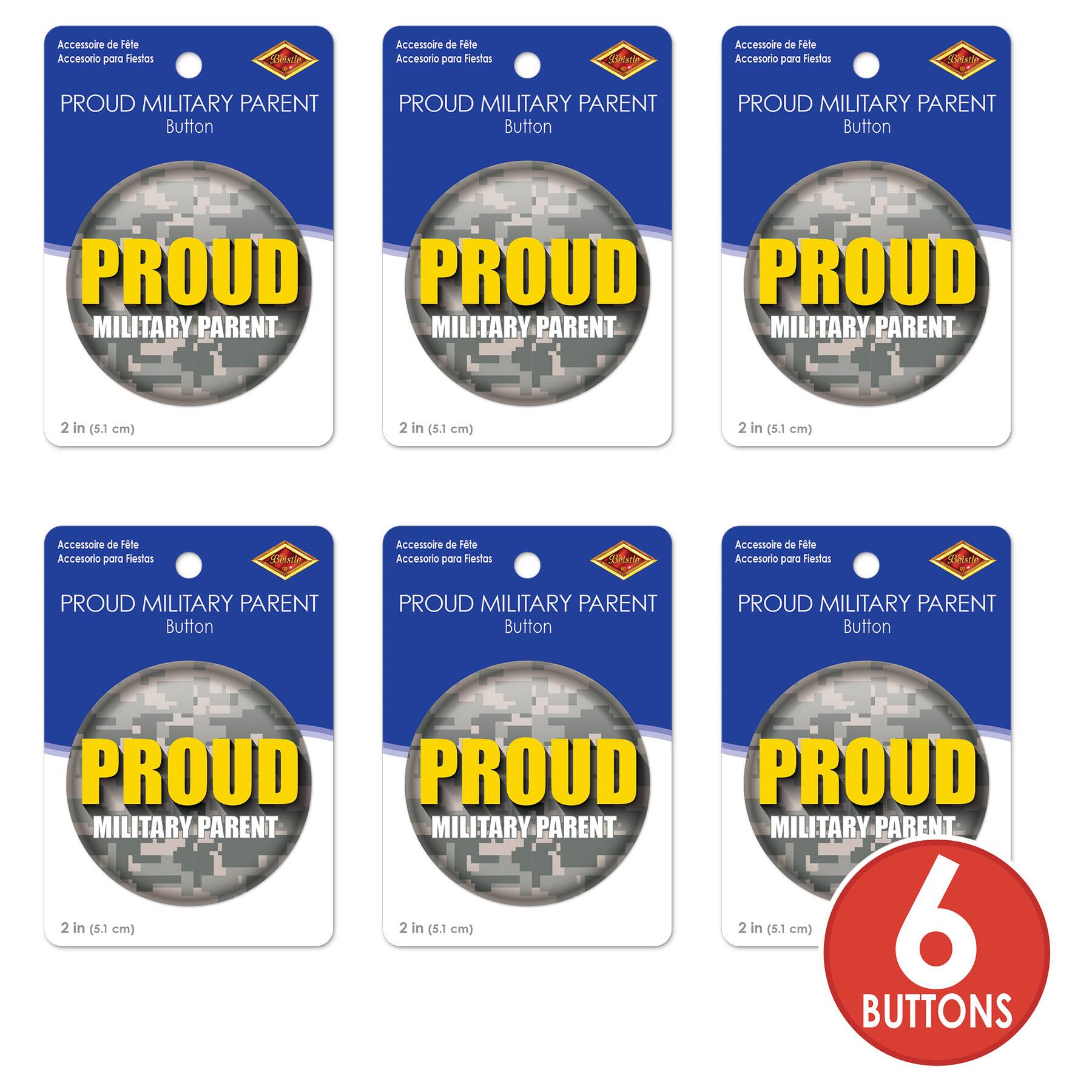 Beistle 2" Camouflage Proud Military Parent Buttons, 6ct.