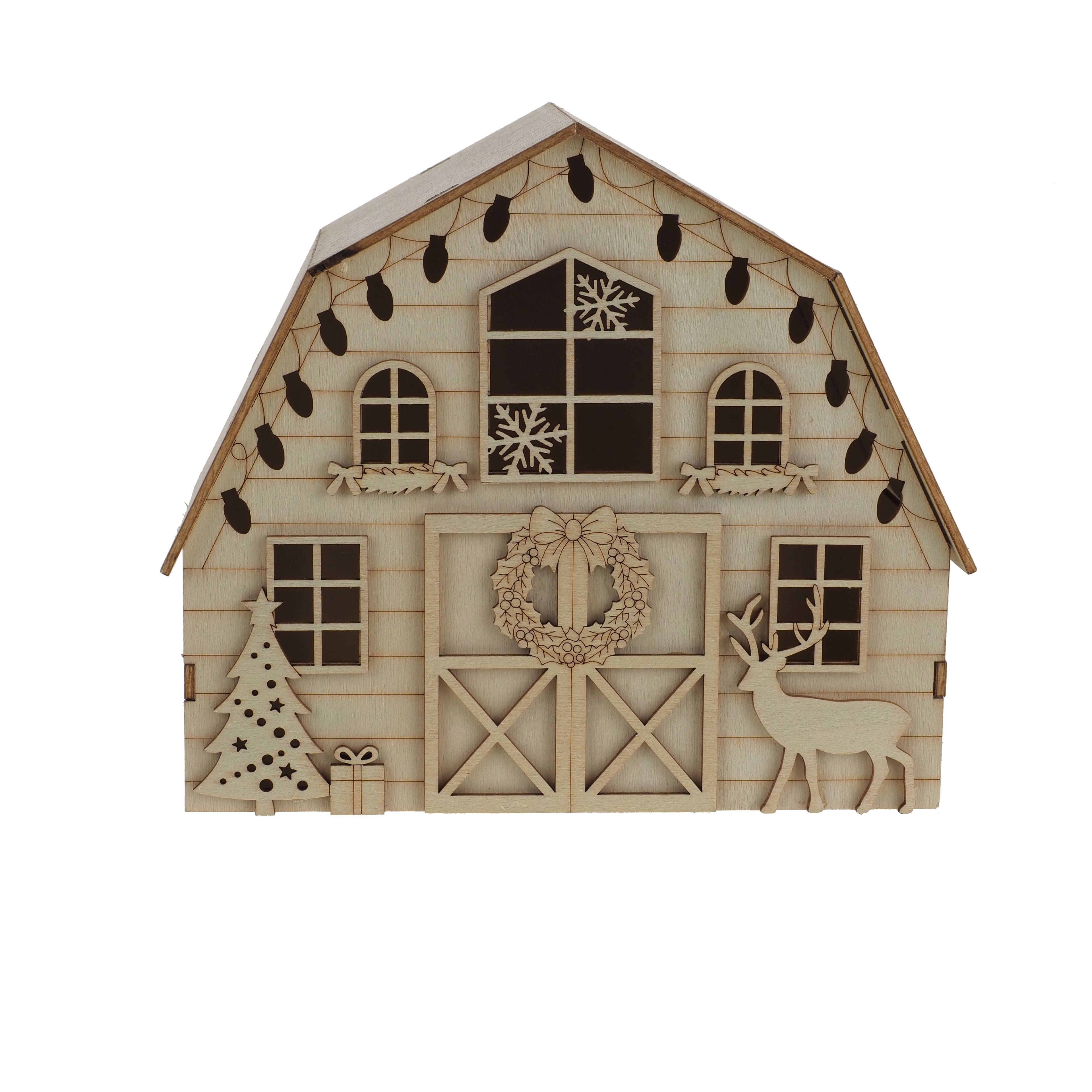7" Holiday Barn DIY LED Wood Décor by Make Market®