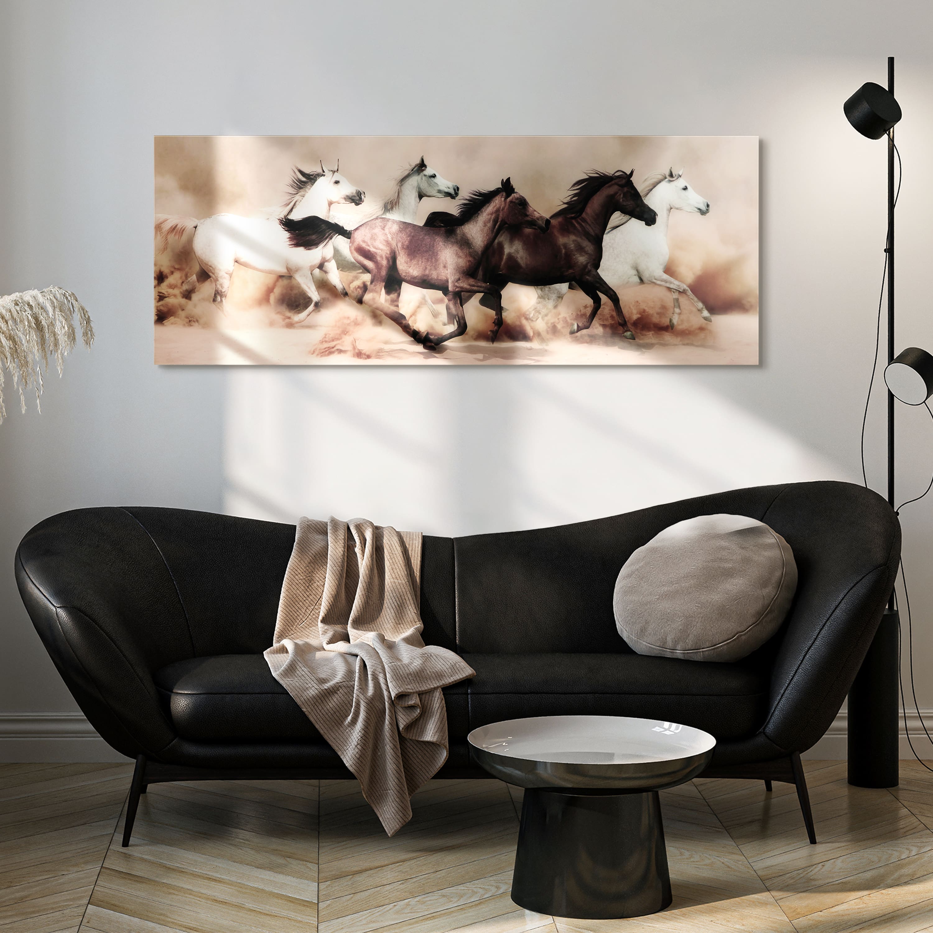 Empire Art Direct 63" x 24" Stampede Frameless Free Floating Printed Tempered Art Glass Wall Art