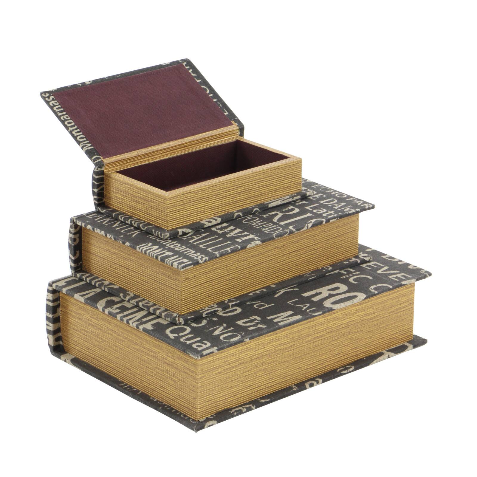 Black French Themed Typography Wood Traditional Box Set