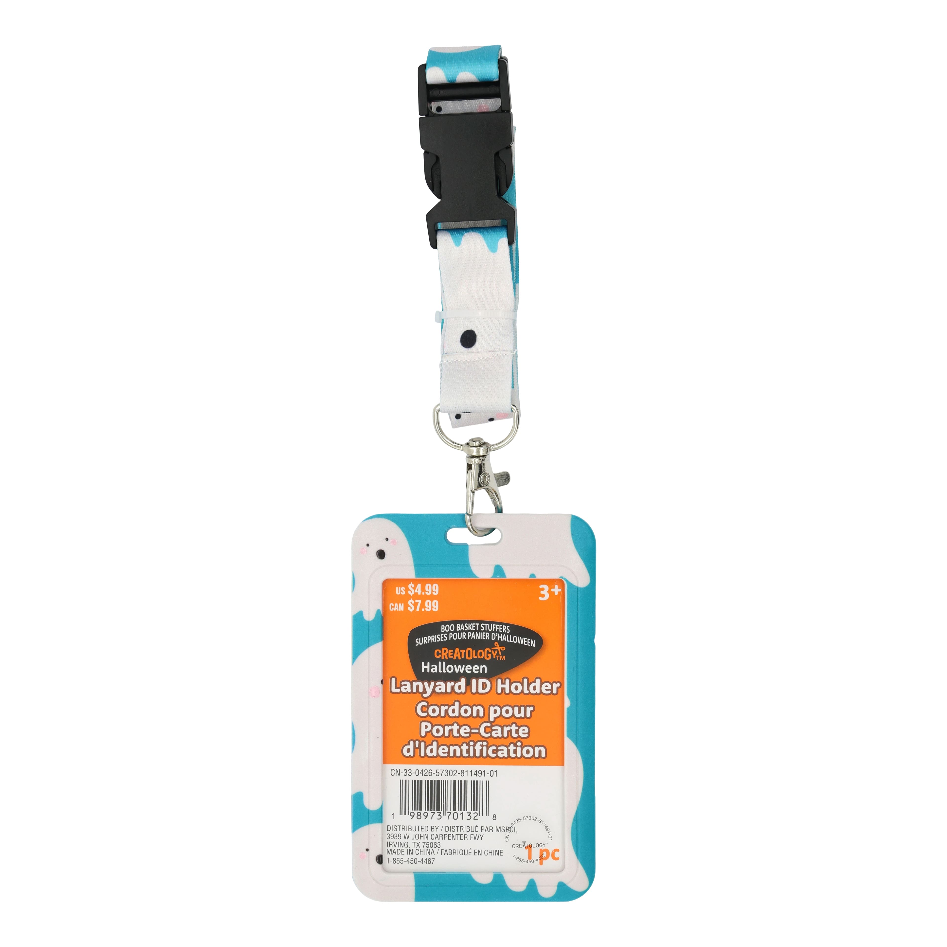 Blue & White Ghosts Lanyard ID Holder by Creatology®
