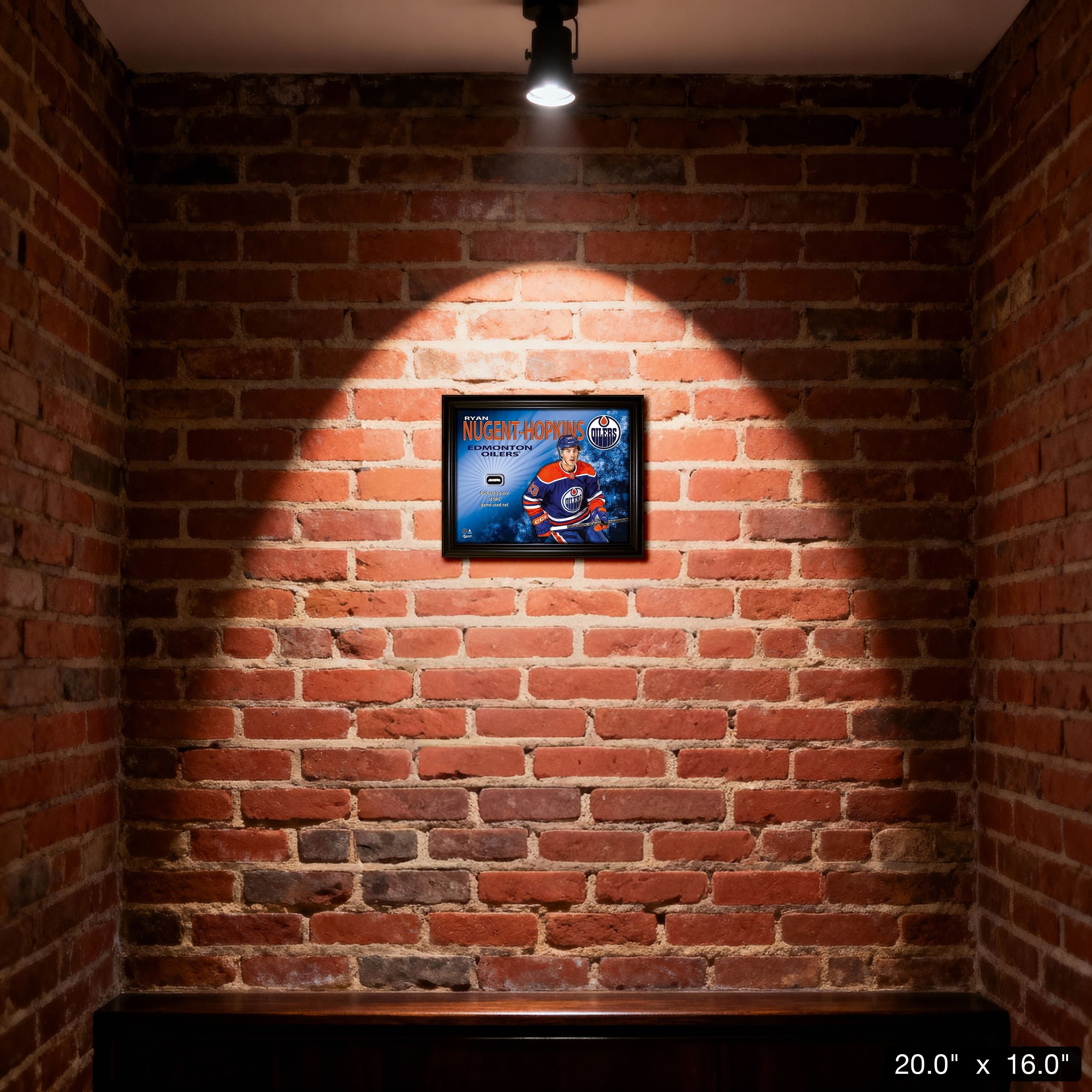 Ryan Nugent-Hopkins 16" x 20" PhotoGlass Frame with Authentic NHL Game-Used Net – Edmonton Oilers 20" x 16"