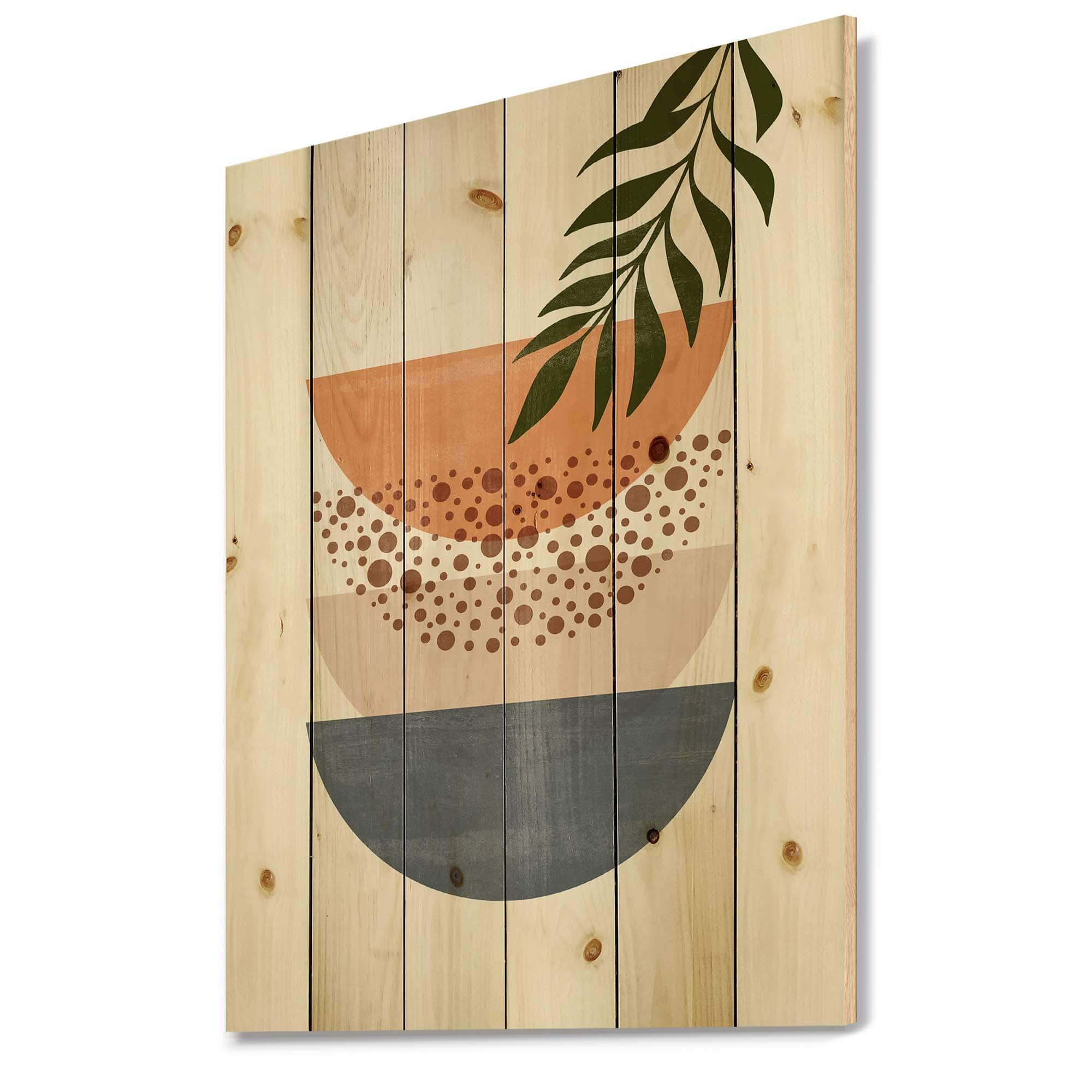 Designart - Abstract Geometrical Sun and Moon With Leaf III