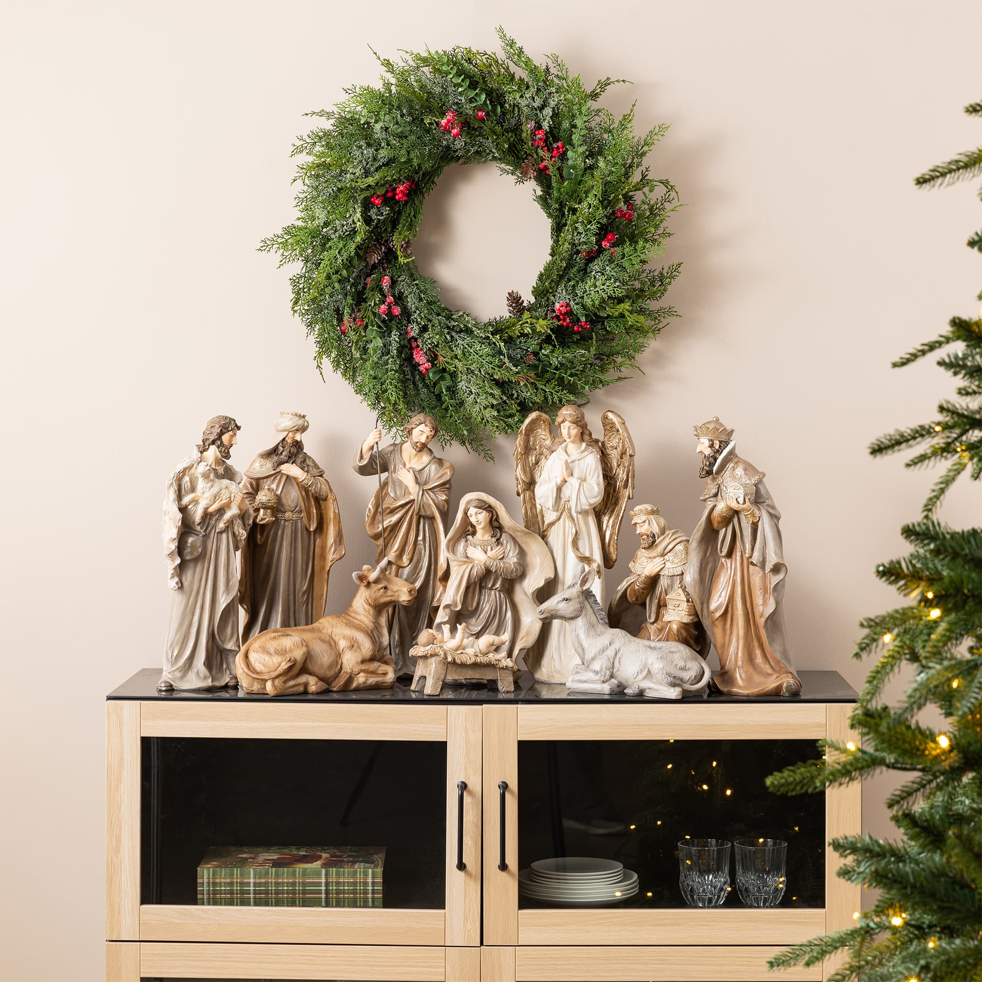 Glitzhome® 18" 10-Piece Oversized Christmas Nativity Figurine Set
