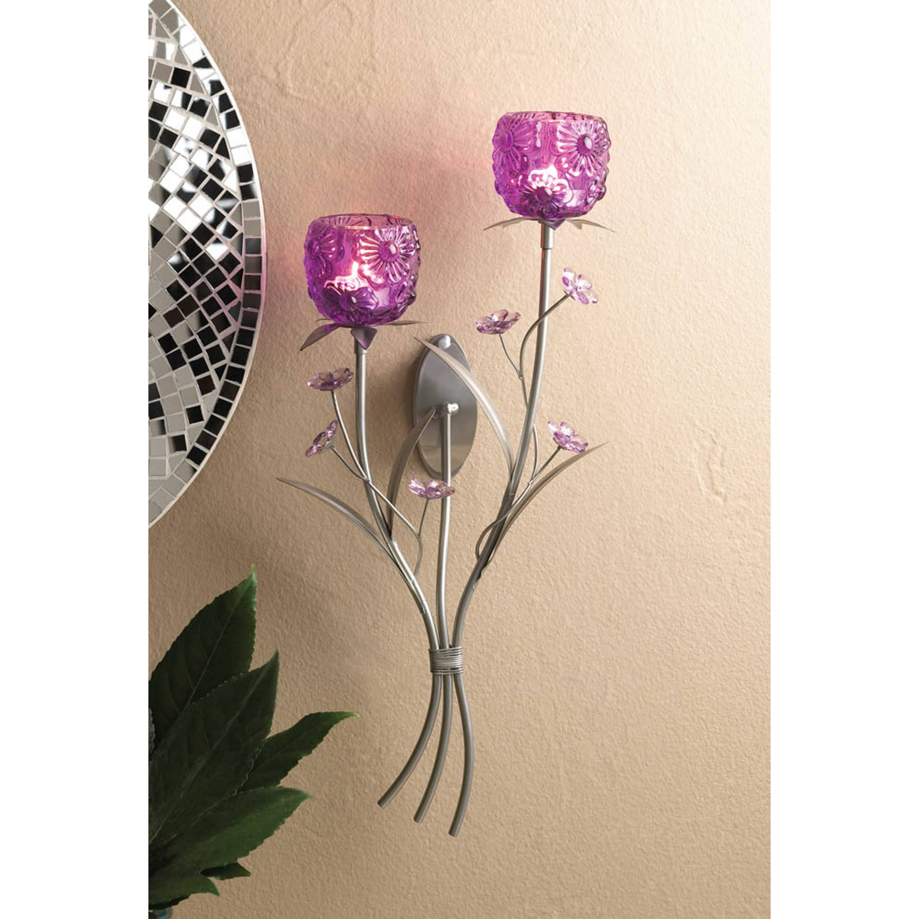 17.25" Fuchsia Blooms Candle Wall Sconce