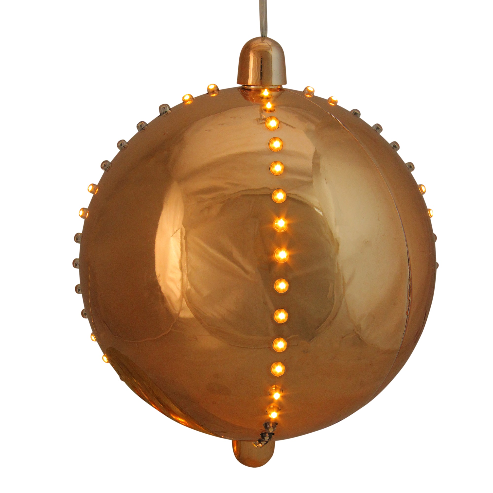 32267177 7.5 in. LED Lighted Cascading Copper Gold Sphere Christmas Ball Decoration