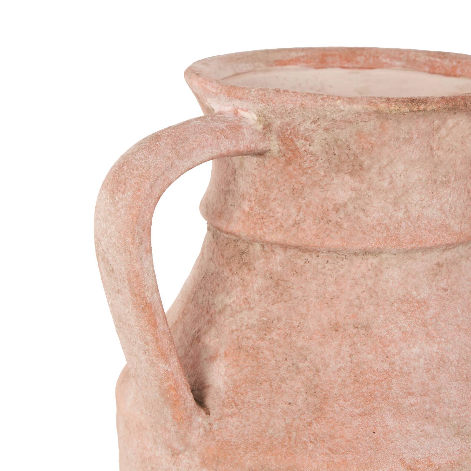 12" Pink Antique-Style Ceramic Vase with Handles
