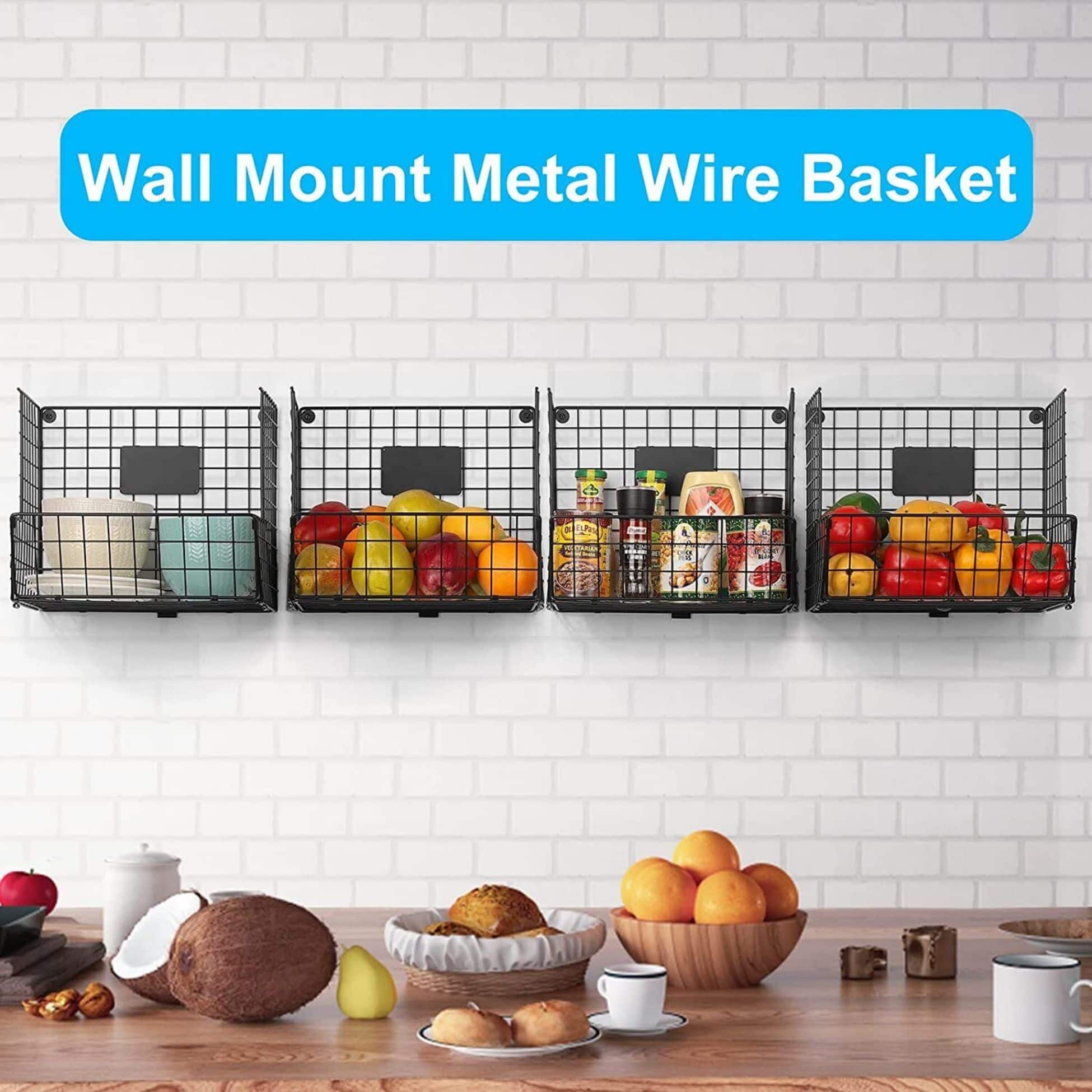 Black 4-Tier Rolling Fruit Cart