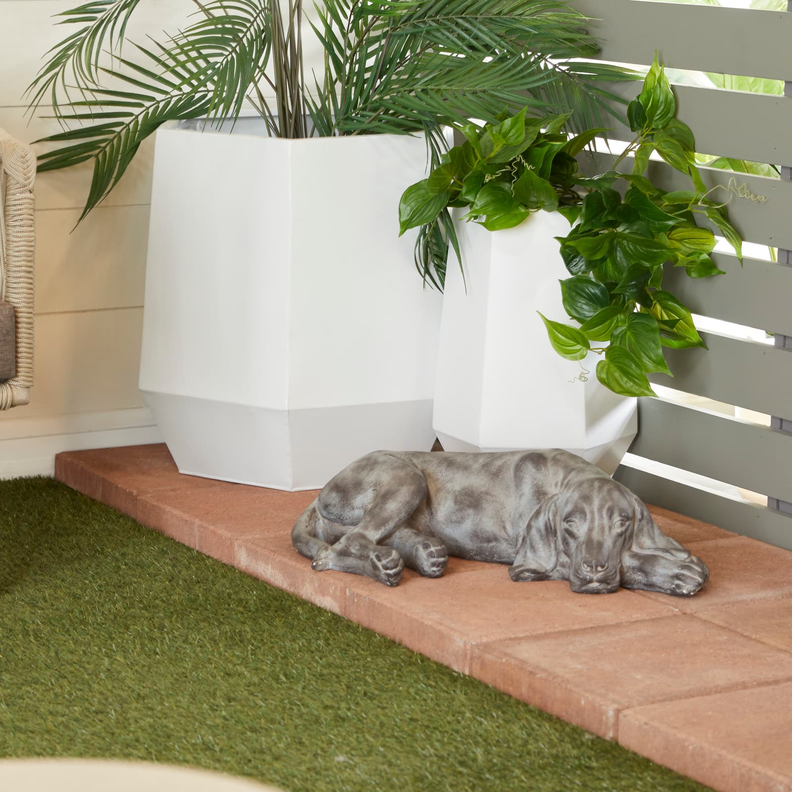 Dark Grey Modern farmhouse Dog Garden Sculpture, 23" x 13" x 6"