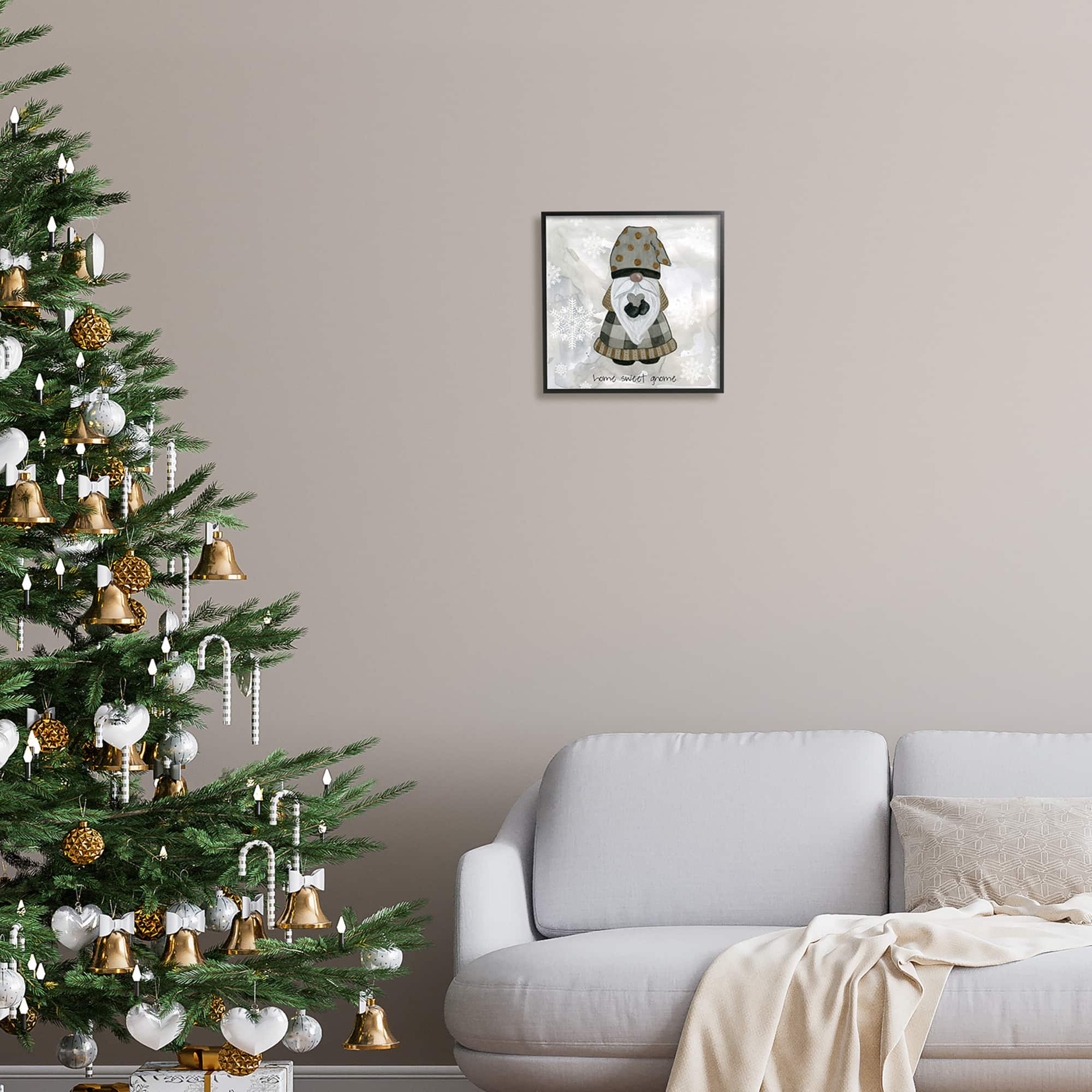 Stupell Industries Home Sweet Gnome Winter Snowflakes Framed Giclee Art