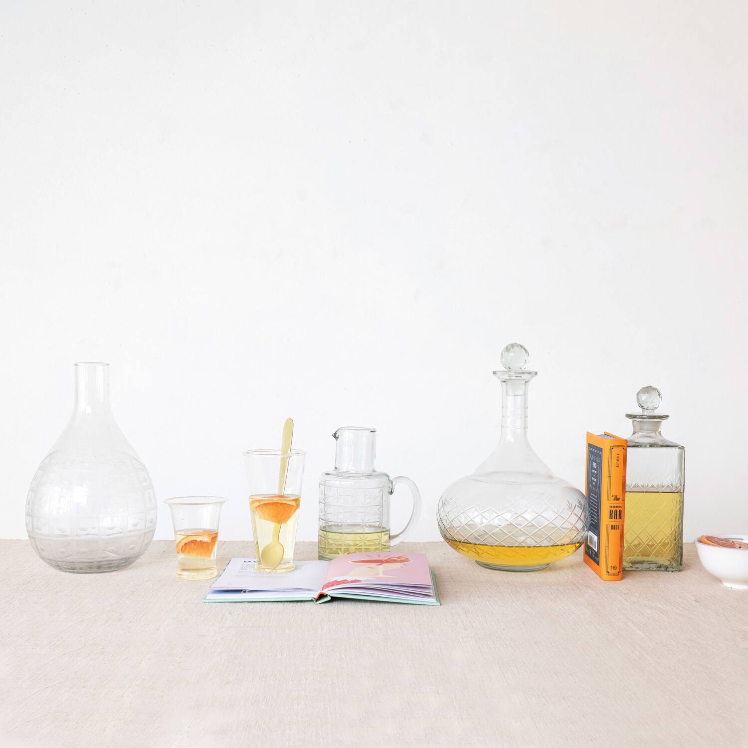 Hello Honey® 16oz. Clear Reclaimed Etched Square Glass Decanter
