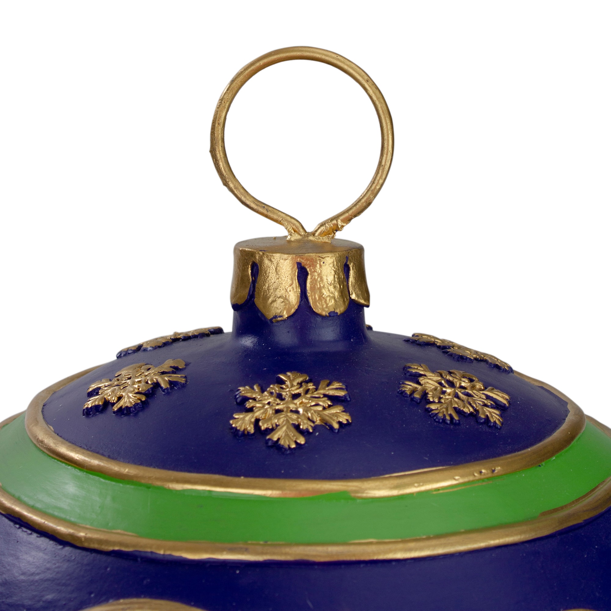 12" Blue and Gold Painted Large LED Ball Ornament