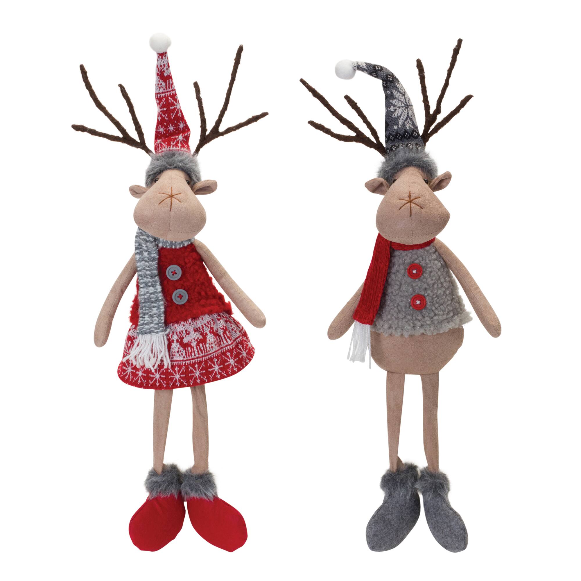23" Plush Winter Deer Shelf Sitter Set