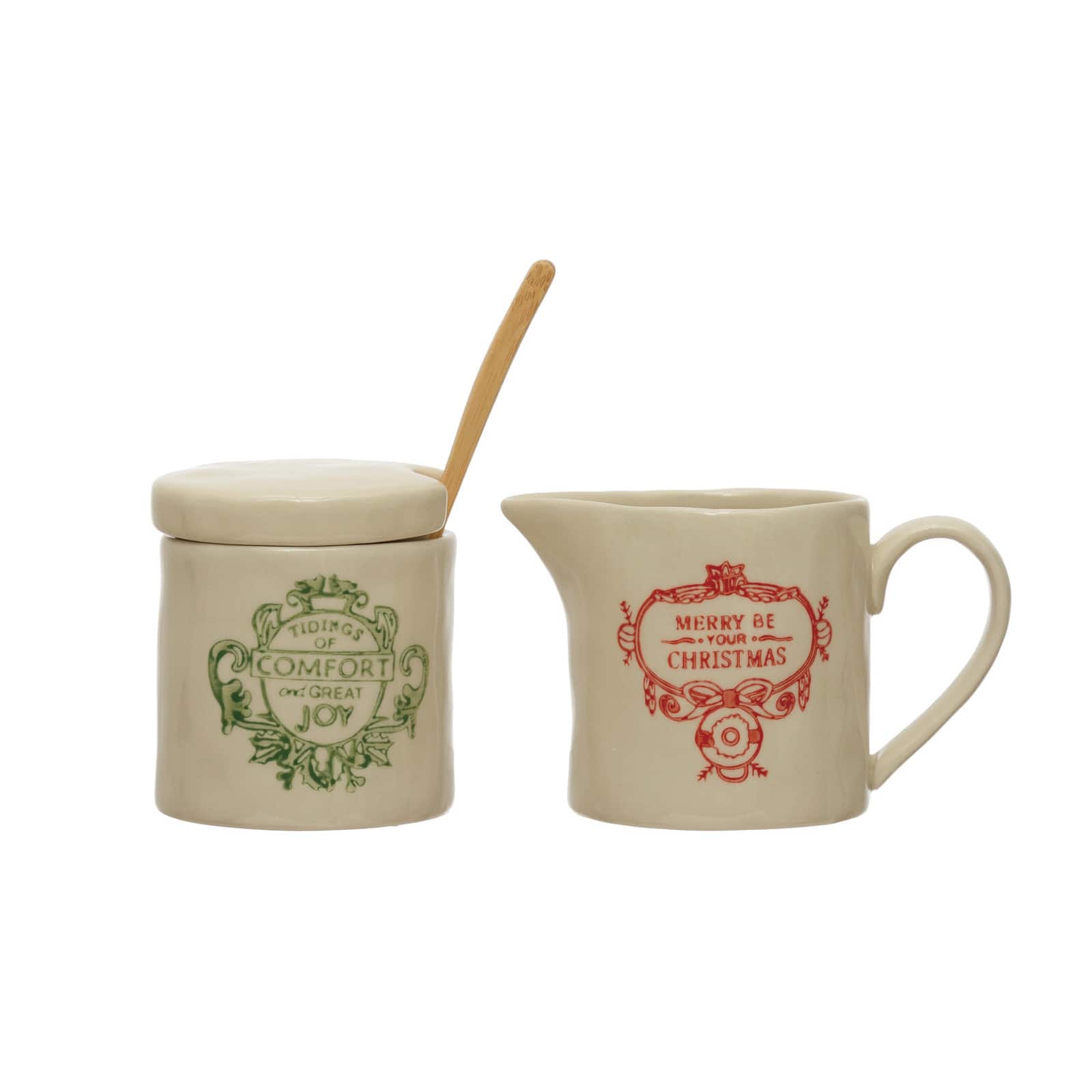 Hello Honey® Christmas Sayings Stoneware Creamer & Sugar Jar Set