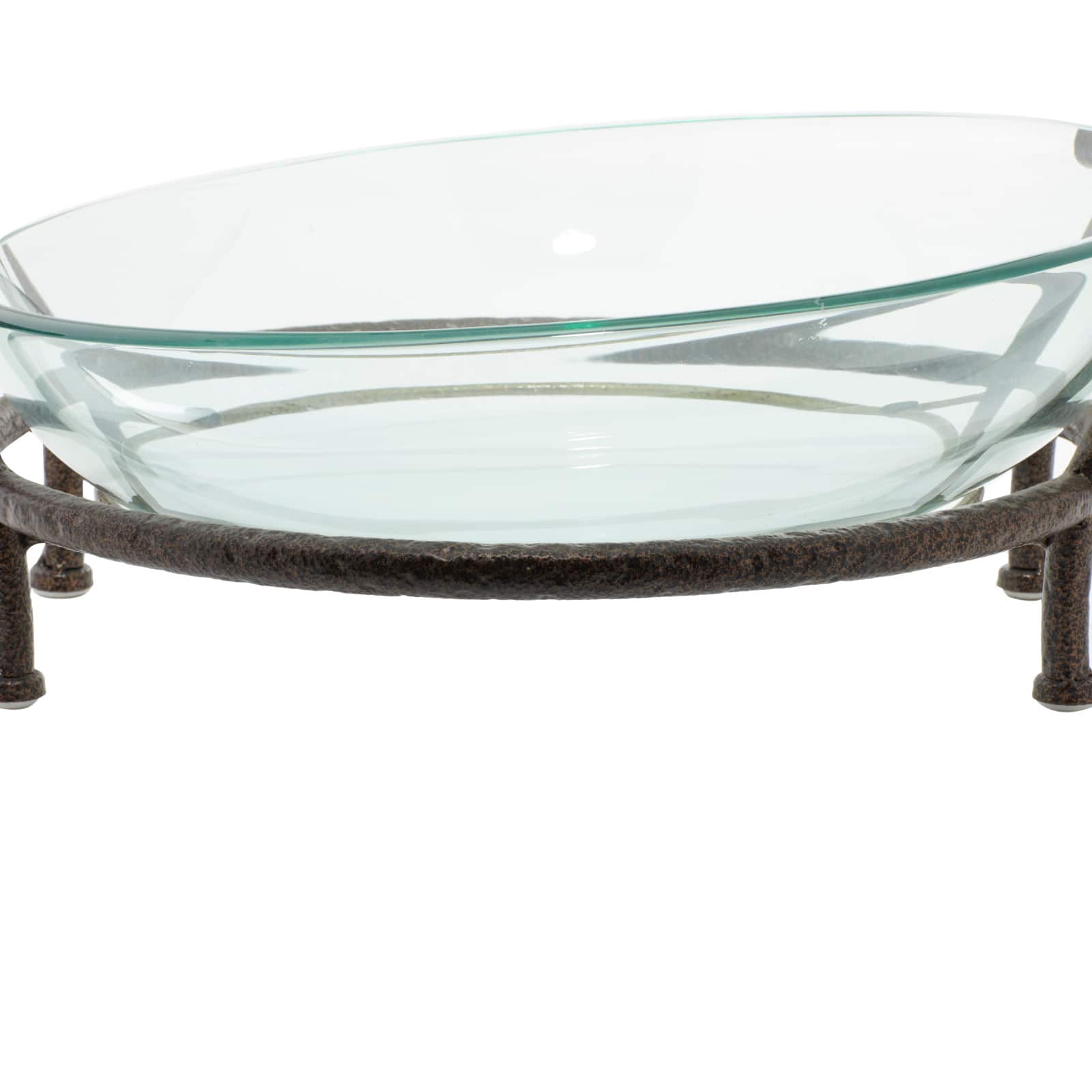 Clear Glass and Metal Modern Serving Stand, 7" x 19" x 16"