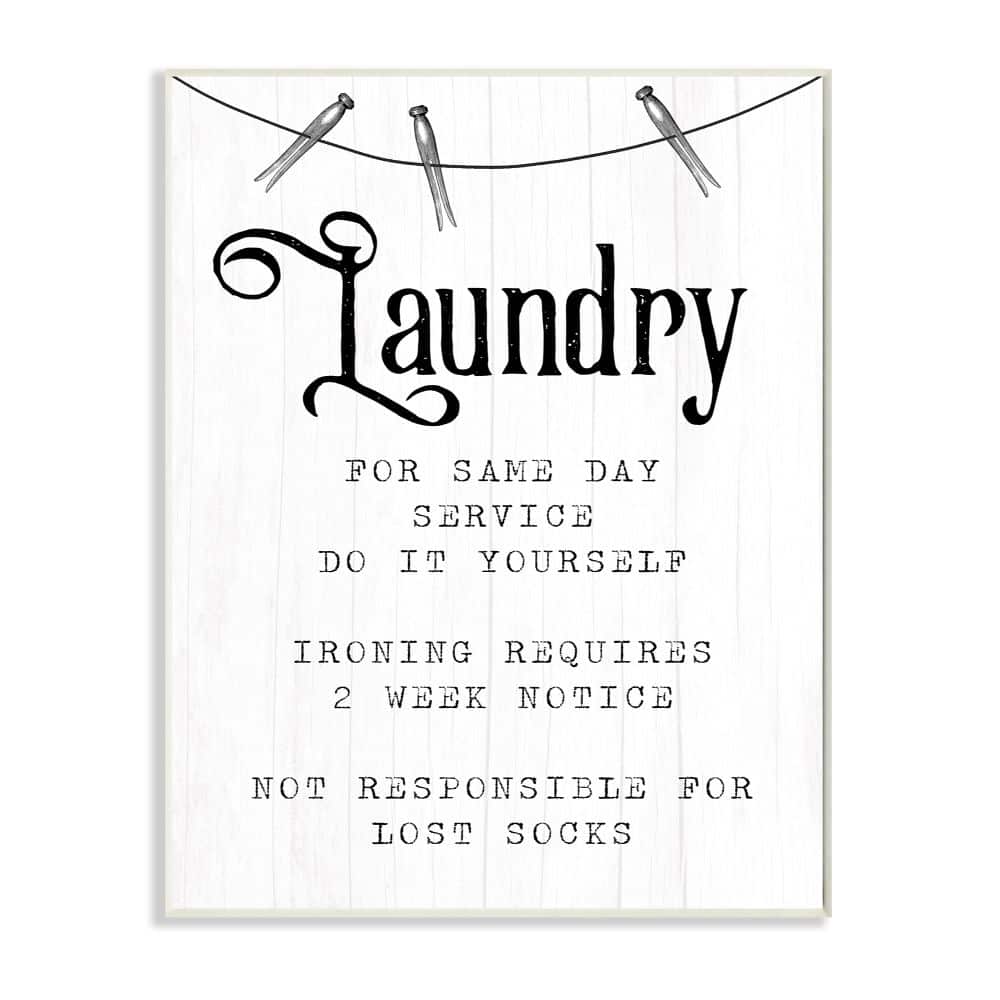 Stupell Industries Family Laundry Room Service Rustic Style Humor Wood Wall Plaque