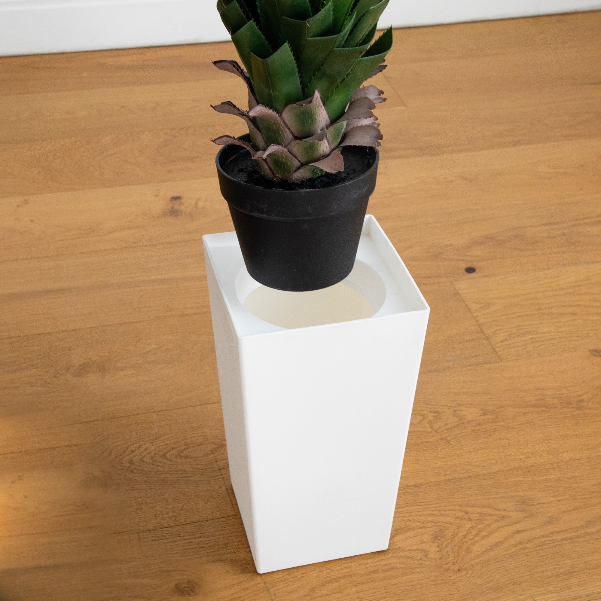 4ft. UV Resistant Artificial Spiked Agave Plant in White Tower Planter (Indoor/Outdoor)