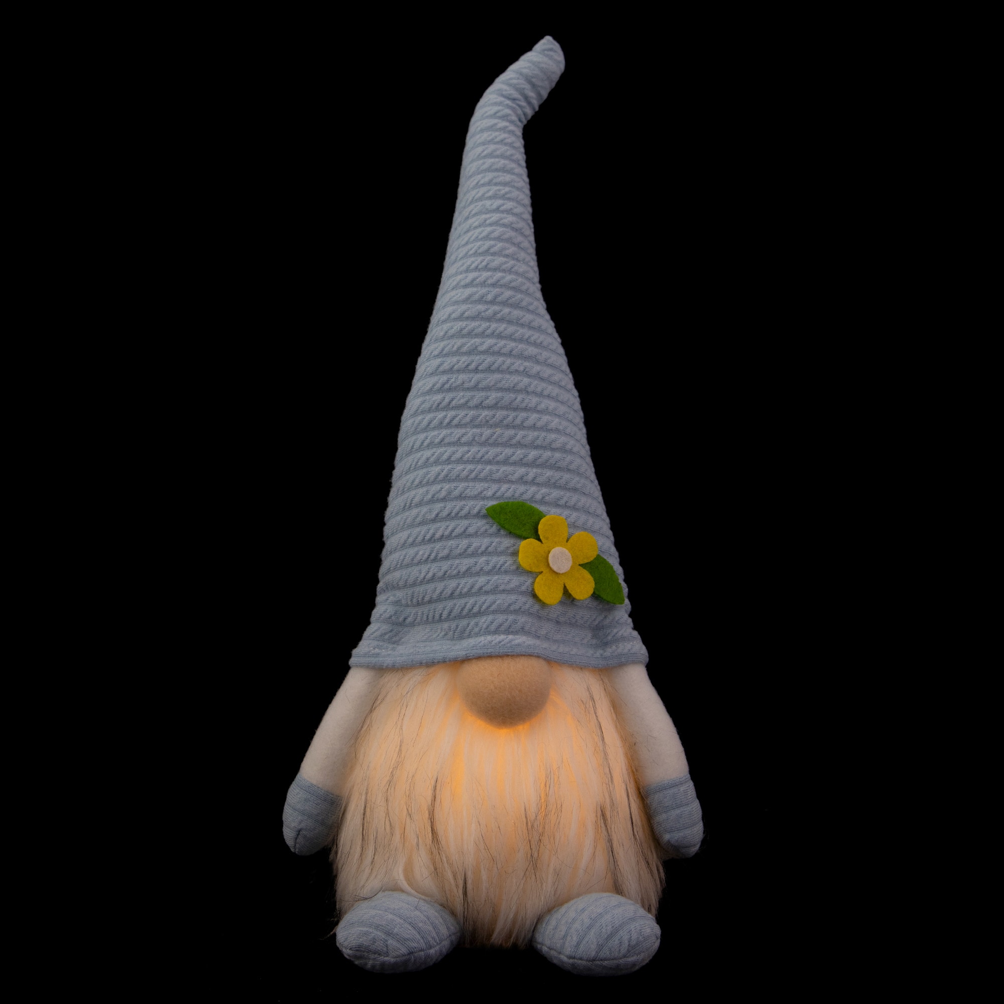 12" Lighted Blue Spring Gnome with Flower Hat