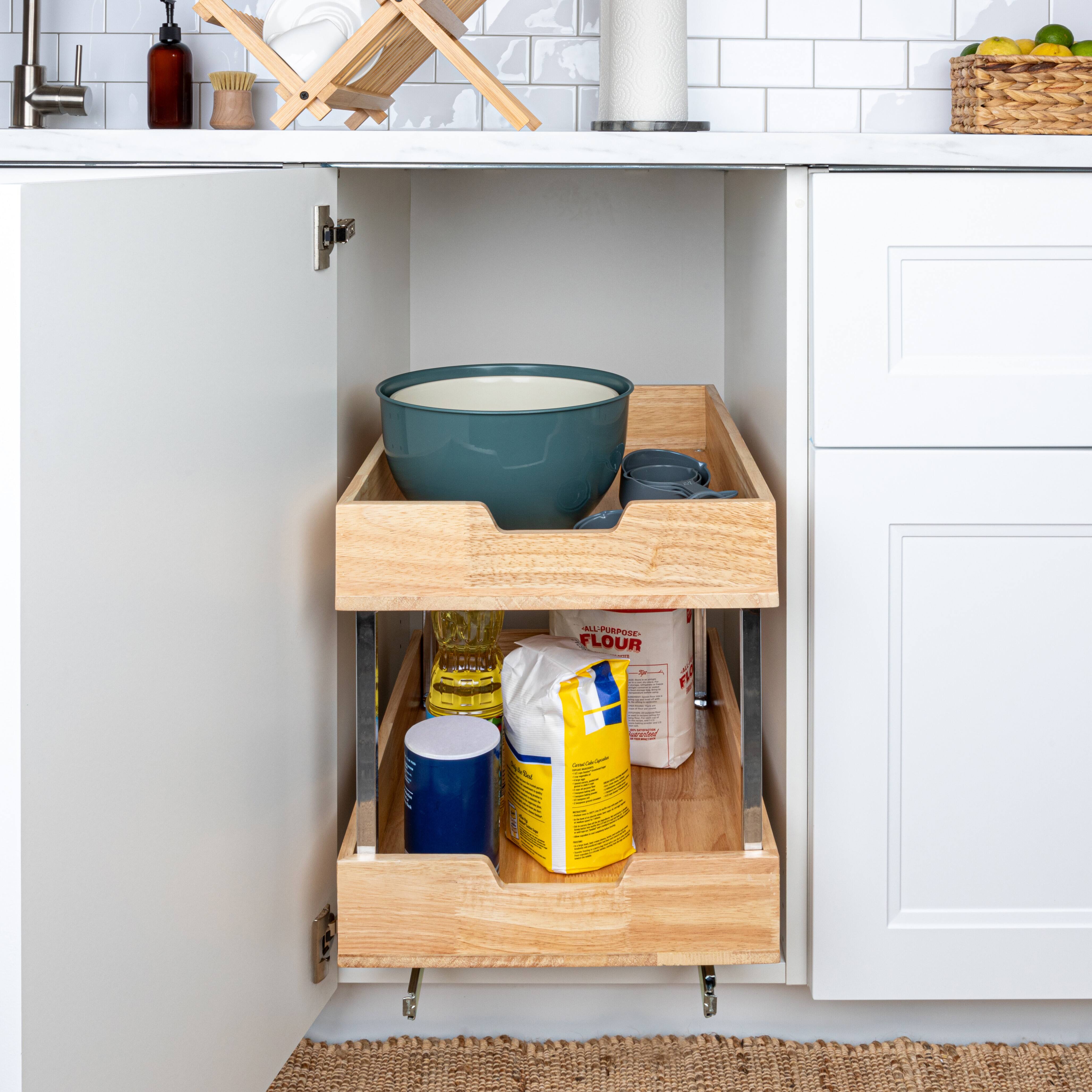 Household Essentials Glidez Wood 2-Tier Cabinet Organizer