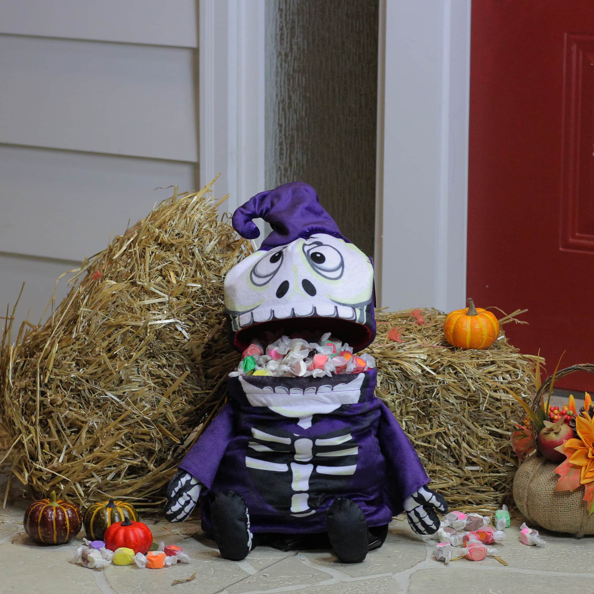 24" Purple & Black Skeleton Child Halloween Trick or Treat Bag