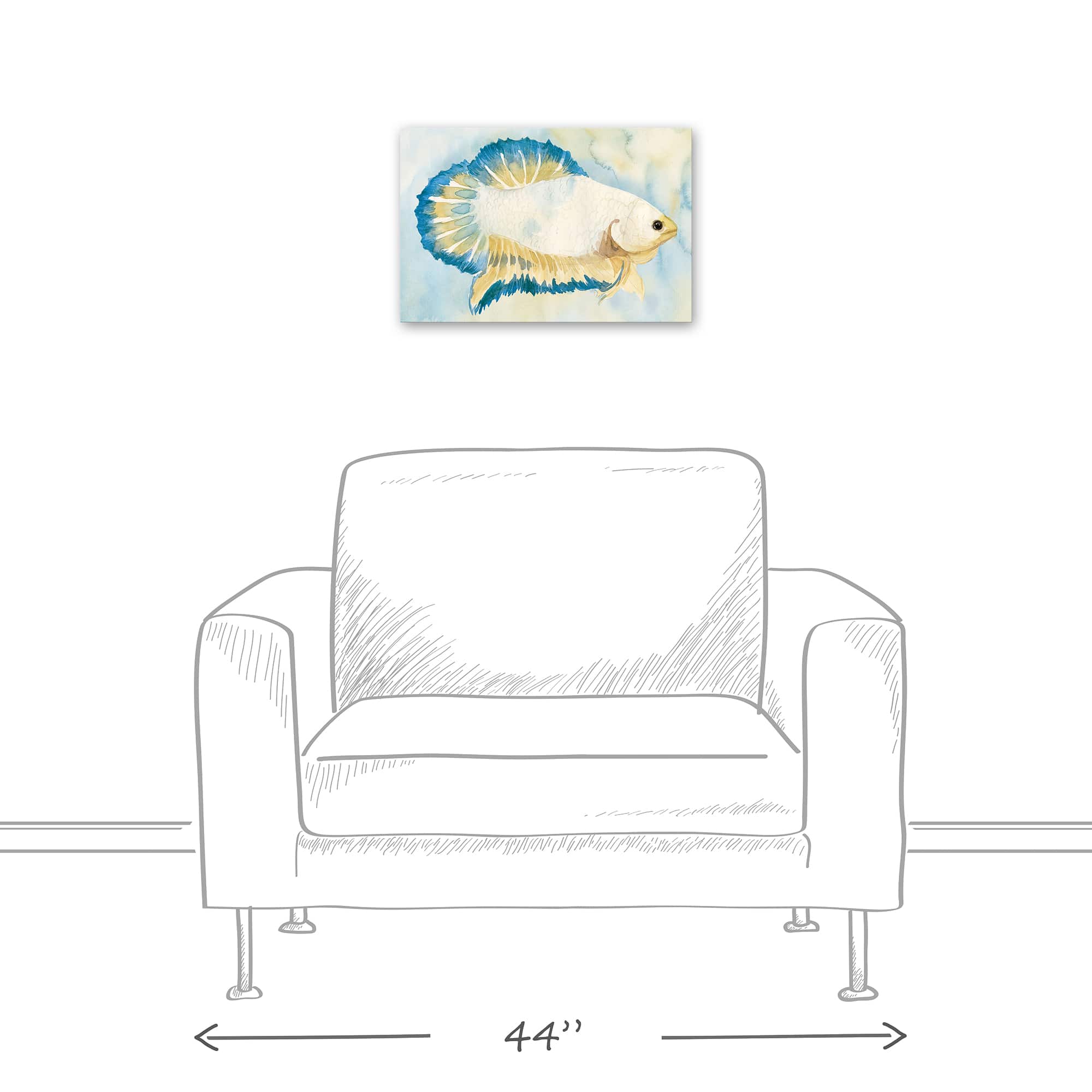 White And Blue Fish 18" x 12' Canvas Wall Art