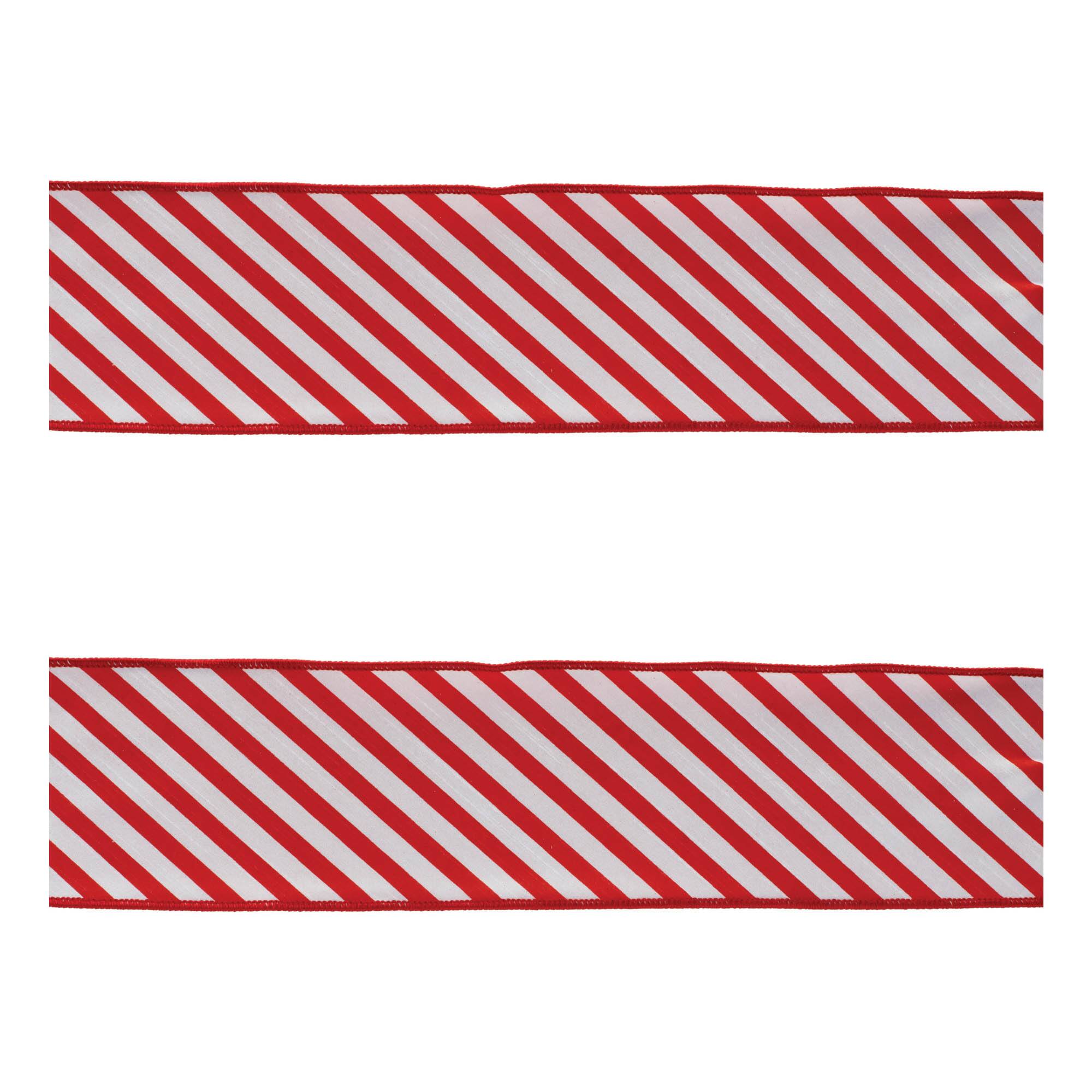 4" x 10yd. Red & White Striped Wired Ribbons, 2ct.