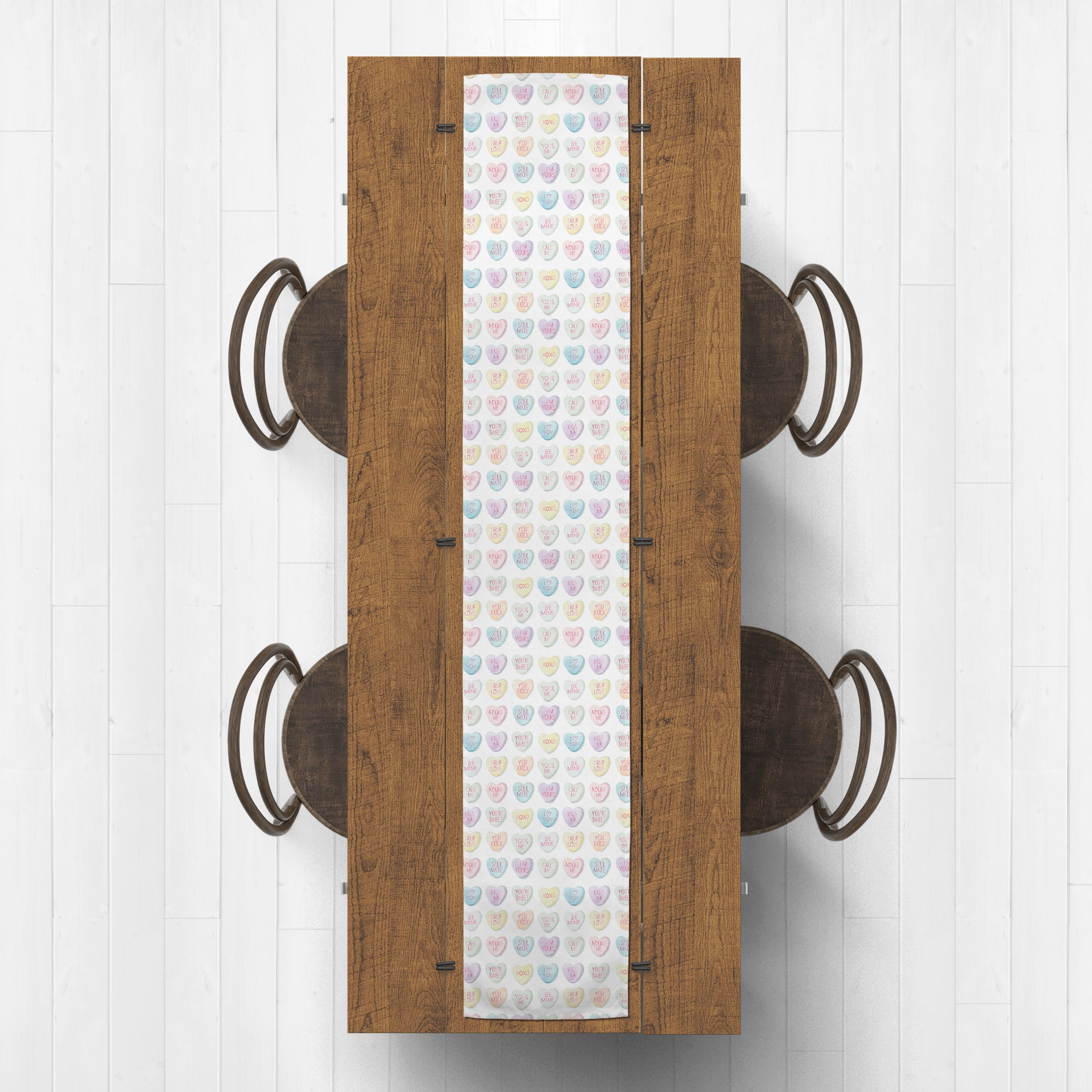 90" Poly Twill Be Mine Candy Hearts Table Runner